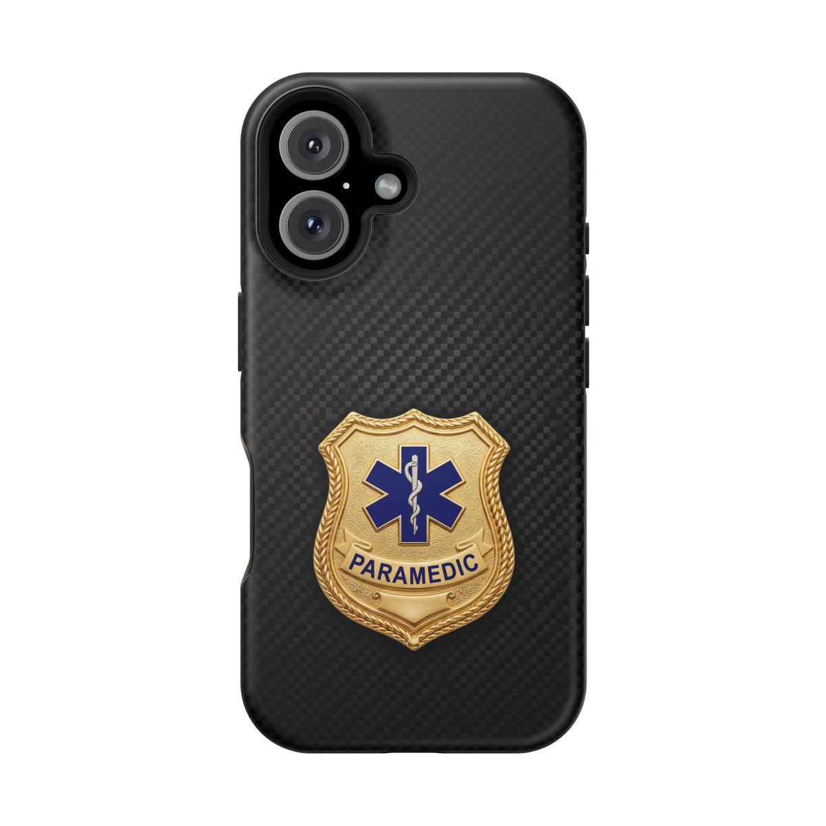 Gold Paramedic Badge Black Phone Case — Magnetic Wireless Charging Cover