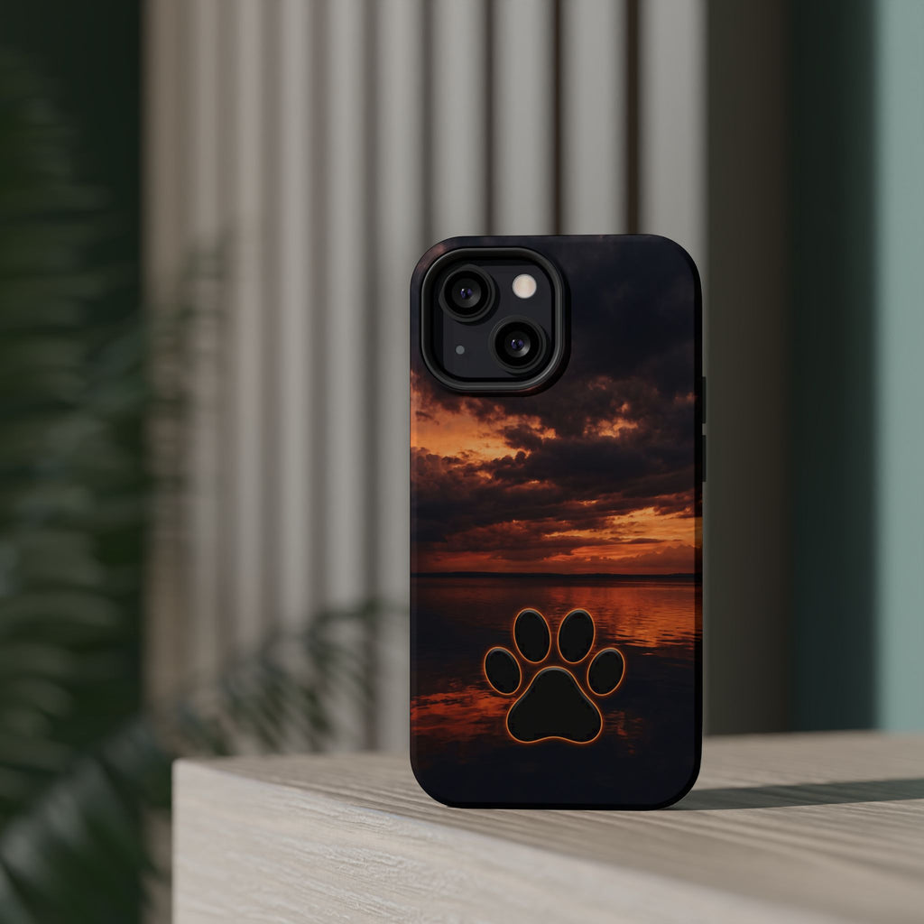 Paw Sunset Magnetic Impact-Resistant Phone Case for iPhone and Samsung Galaxy series
