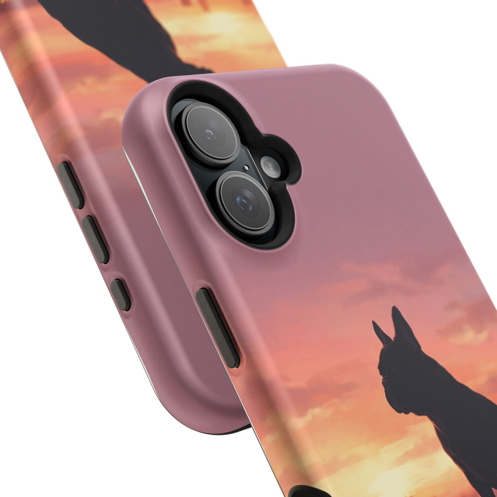 Personalized French Bulldog City Skyline Sunset Phone Case — Wireless Charging Cover
