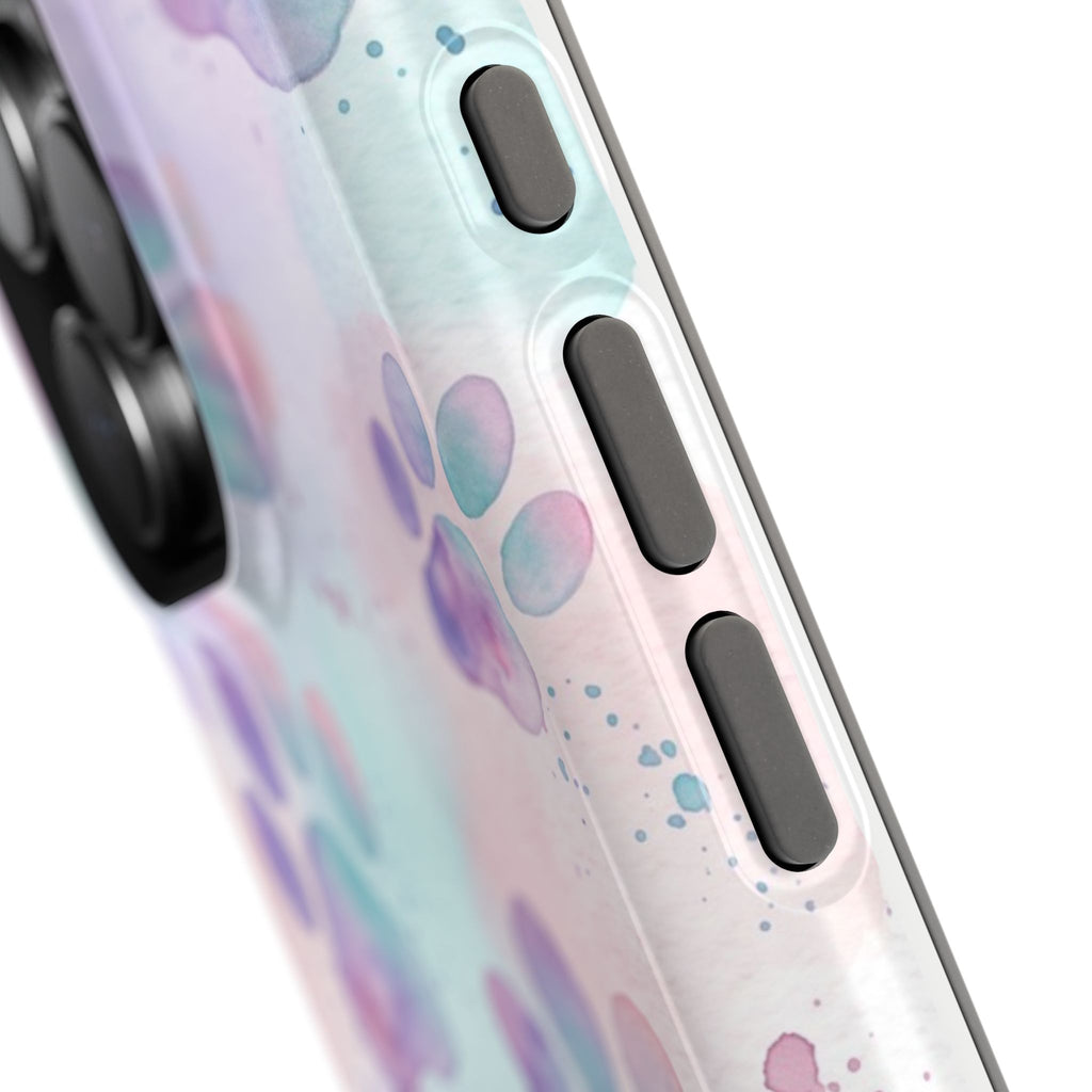 Watercolor Paw Print Phone Case — Impact-Resistant Wireless Charging Cover
