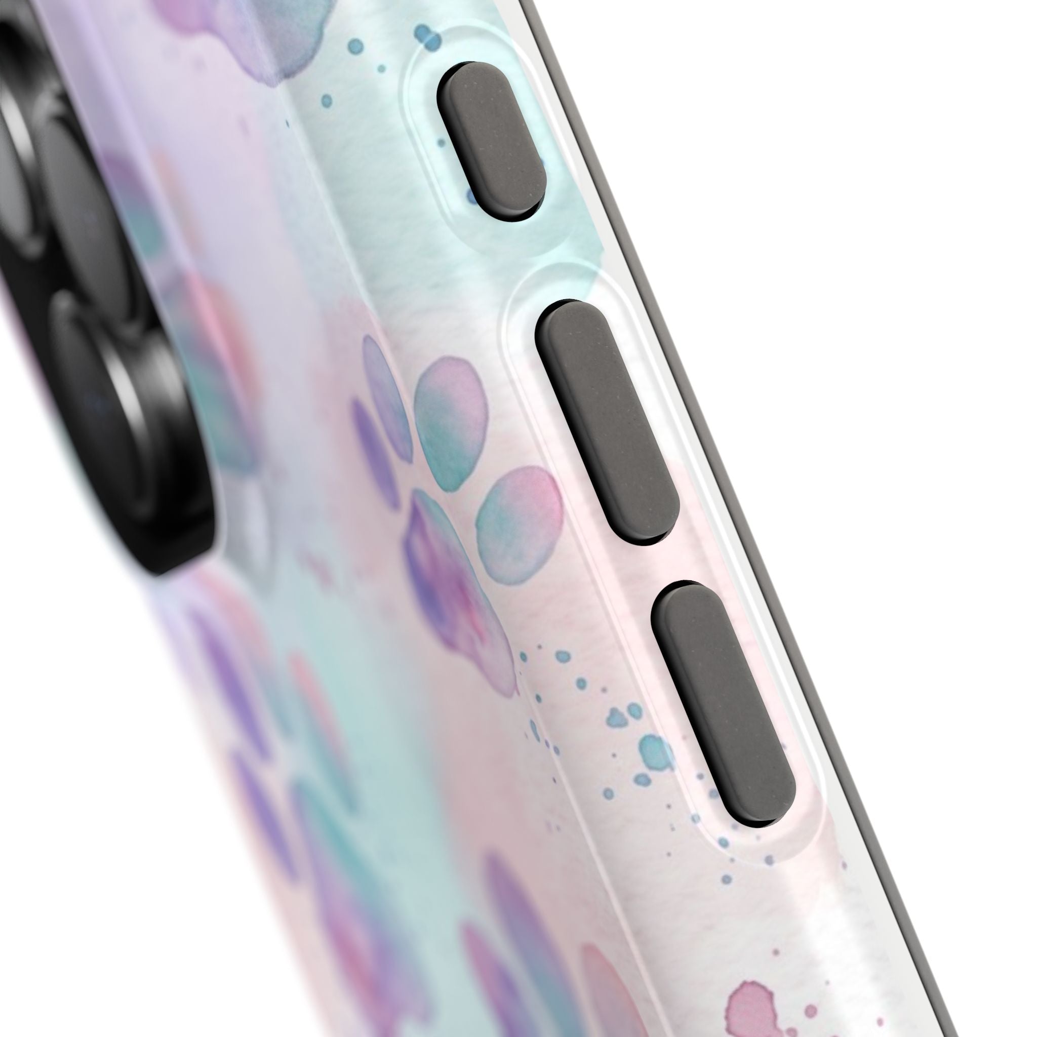 Watercolor Paw Print Phone Case — Impact-Resistant Wireless Charging Cover