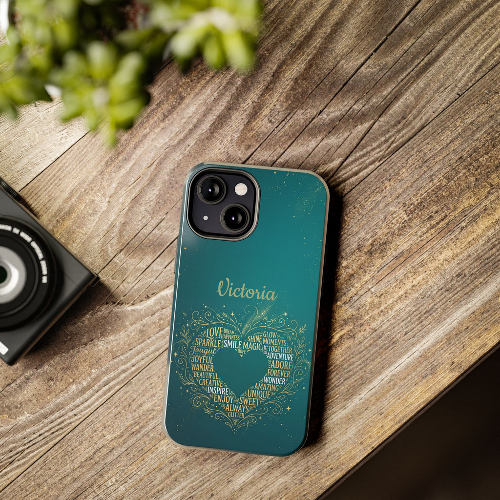 Personalized Teacher Phone Case — Custom Name Heart Word Art Design