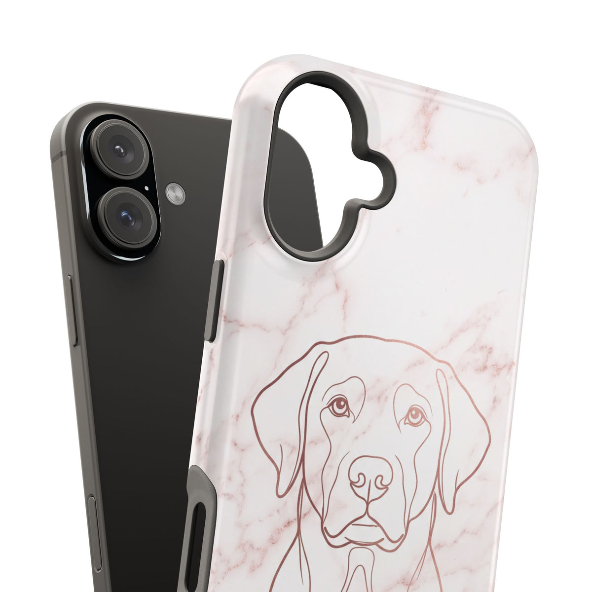 Personalized Rose Gold Marble Labrador Phone Case — Tough Magnetic Case with Wireless Charging