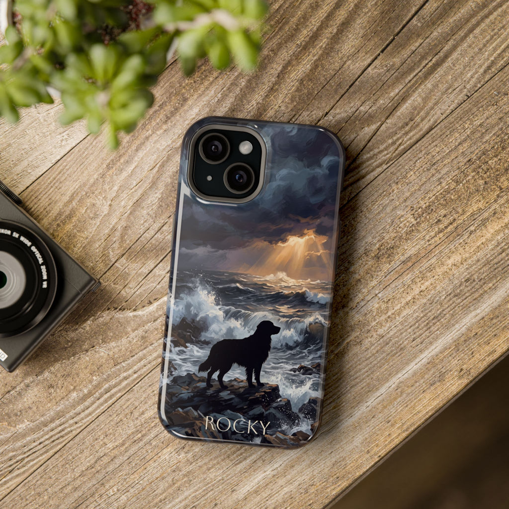 Personalized Golden Retriever Stormy Sea Phone Case — Wireless Charging Cover