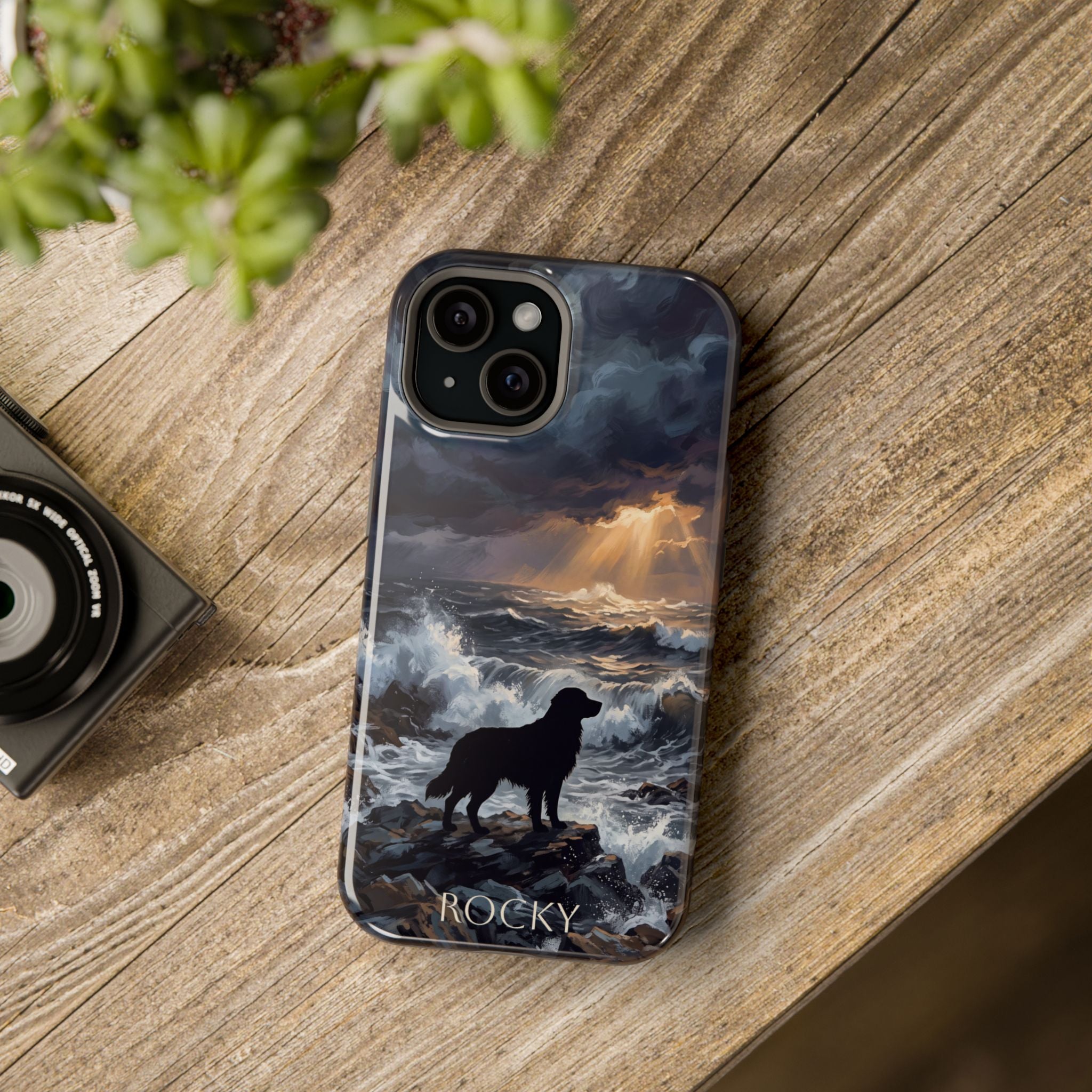 Personalized Golden Retriever Stormy Sea Phone Case — Wireless Charging Cover