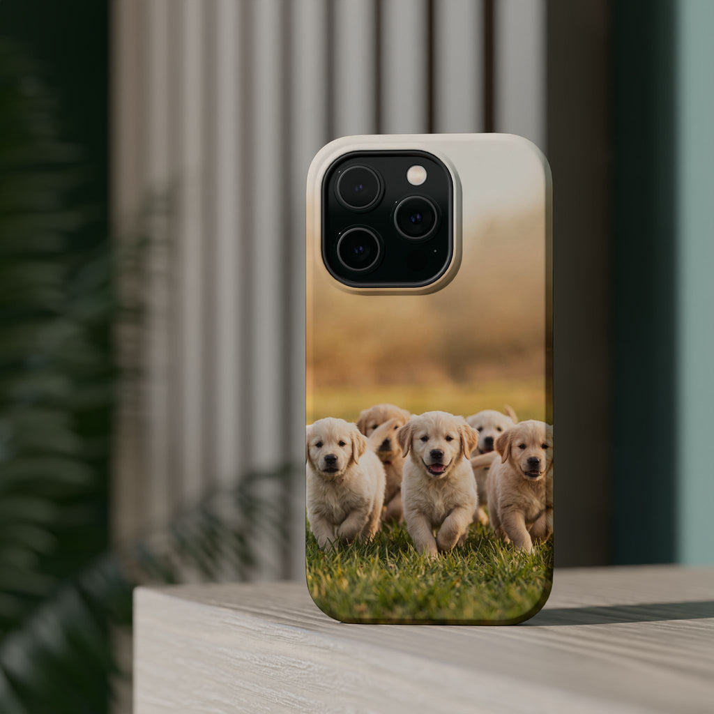 Golden Retriever Puppies Phone Case — Impact-Resistant Wireless Charging Cover