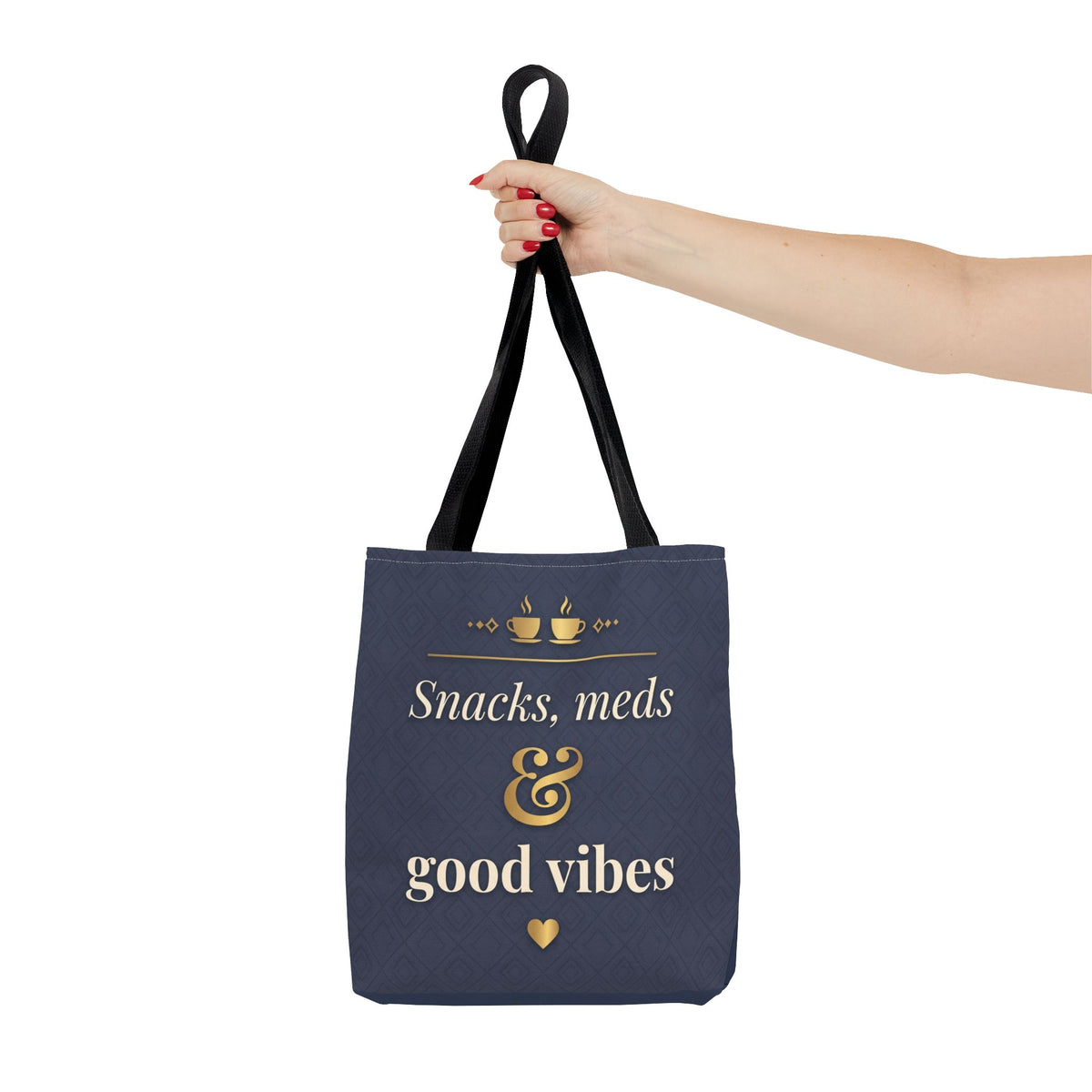 Snacks Meds & Good Vibes Tote | Funny Nurse Gift Tote Bag | Healthcare Worker Humour Gift | Premium Polyester Carry-All