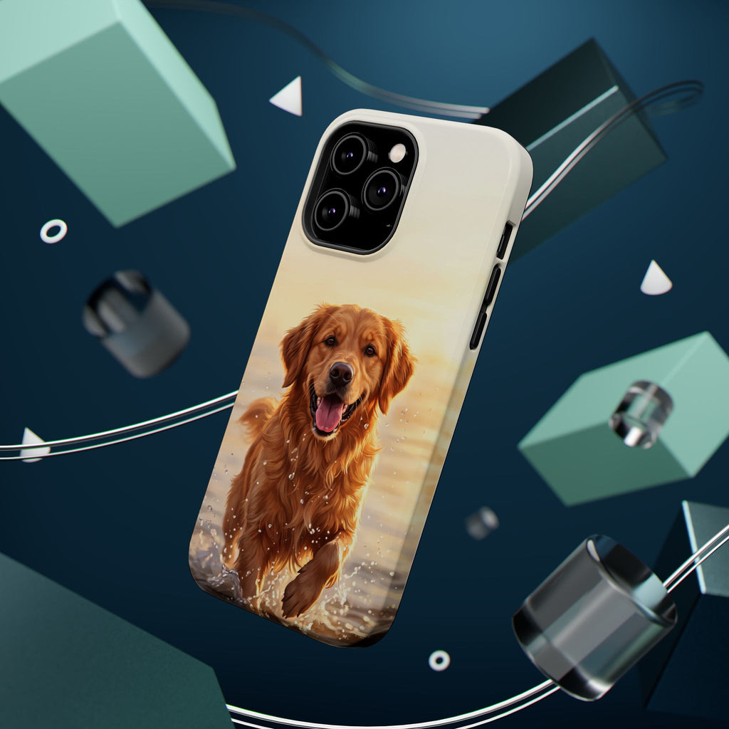 Beach Golden Retriever Phone Case — Impact-Resistant Wireless Charging Cover