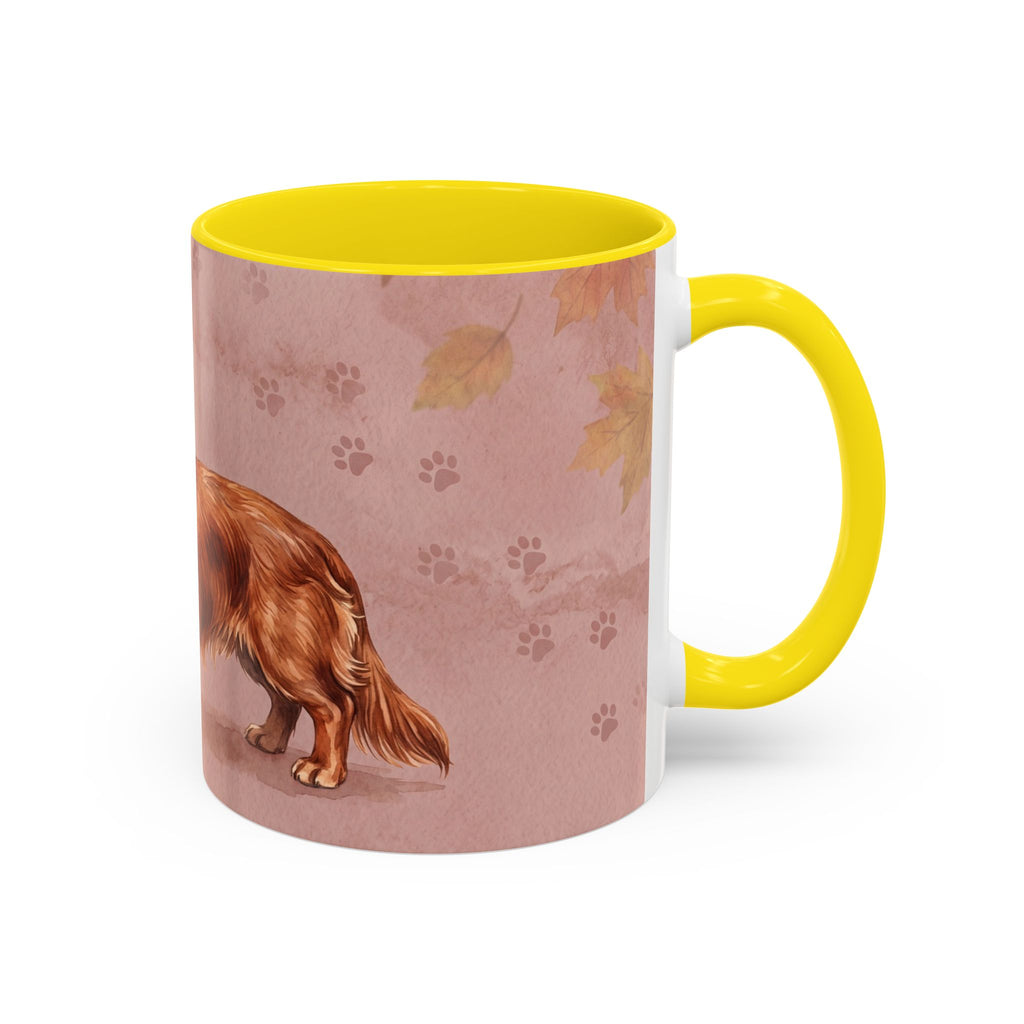 Dachshund Lover Mug | Long-Haired Wiener Dog with Plaid Bandana, Dusty Rose Watercolor Dog Gift