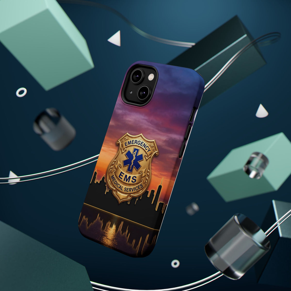 EMS Badge Sunset Skyline Phone Case — Magnetic Wireless Charging Cover