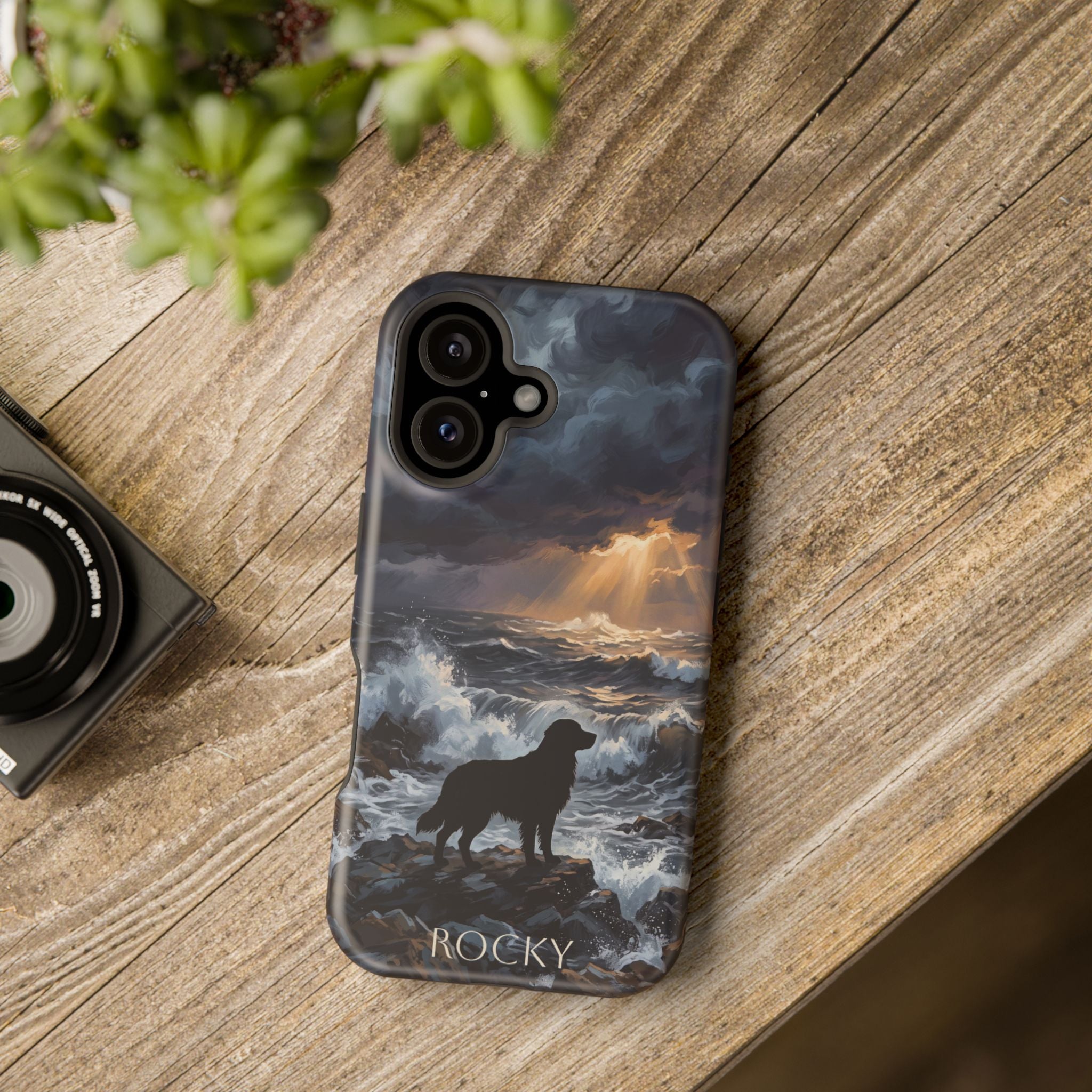 Personalized Golden Retriever Stormy Sea Phone Case — Wireless Charging Cover