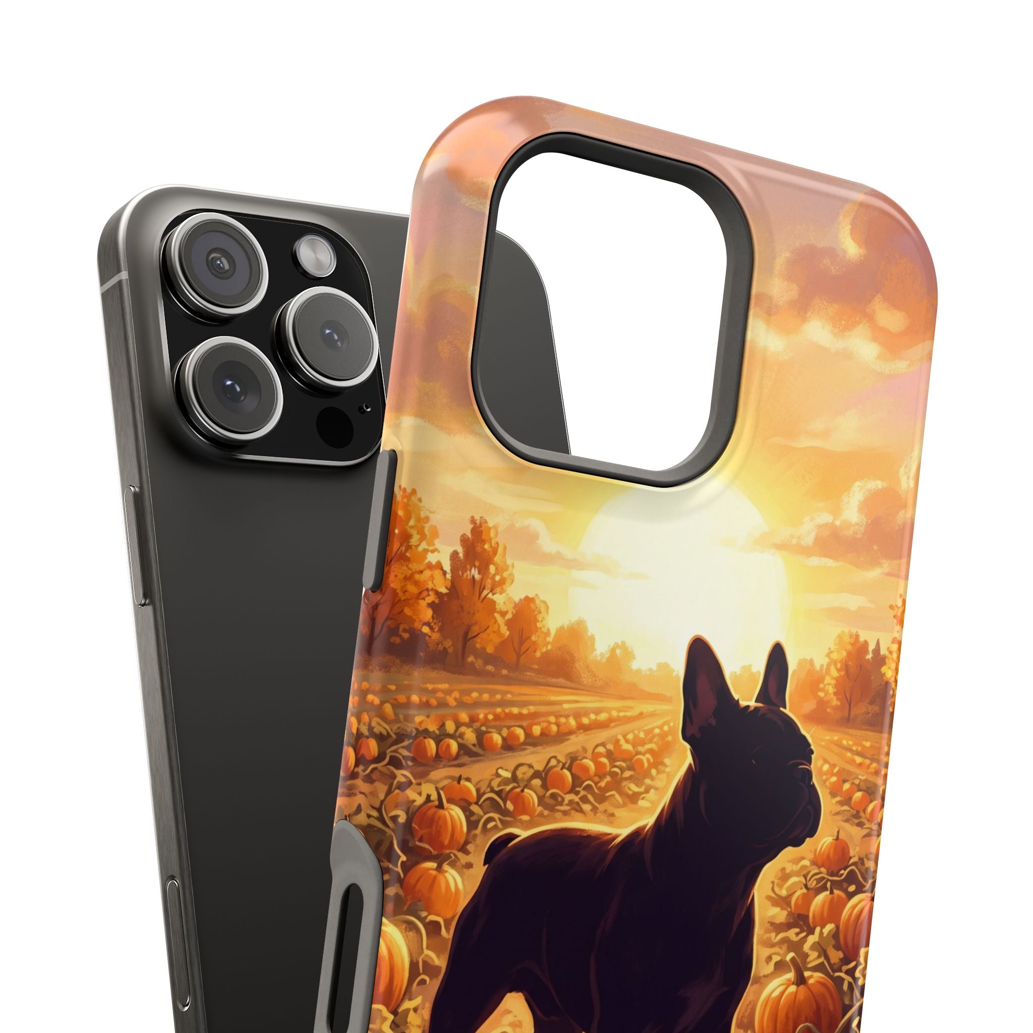 Personalized French Bulldog Pumpkin Patch Phone Case — Wireless Charging Cover