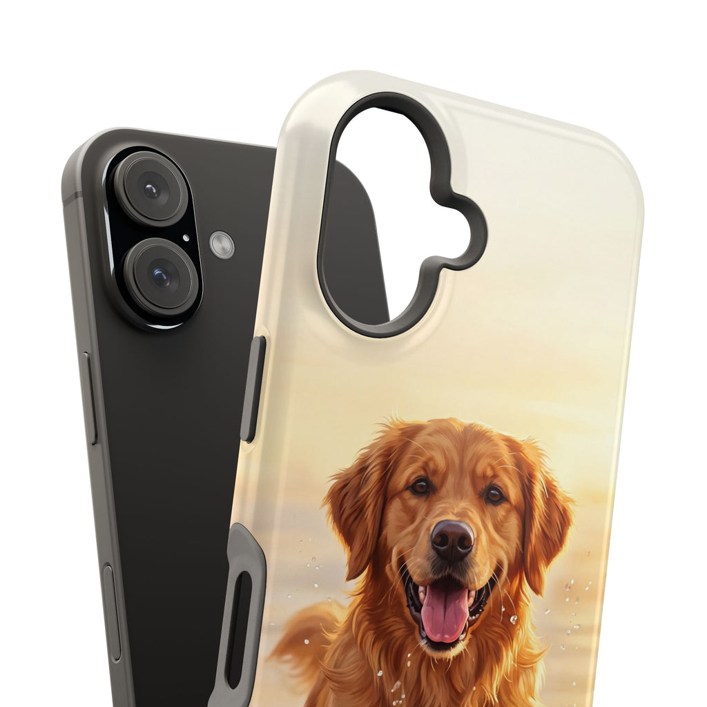 Beach Golden Retriever Phone Case — Impact-Resistant Wireless Charging Cover