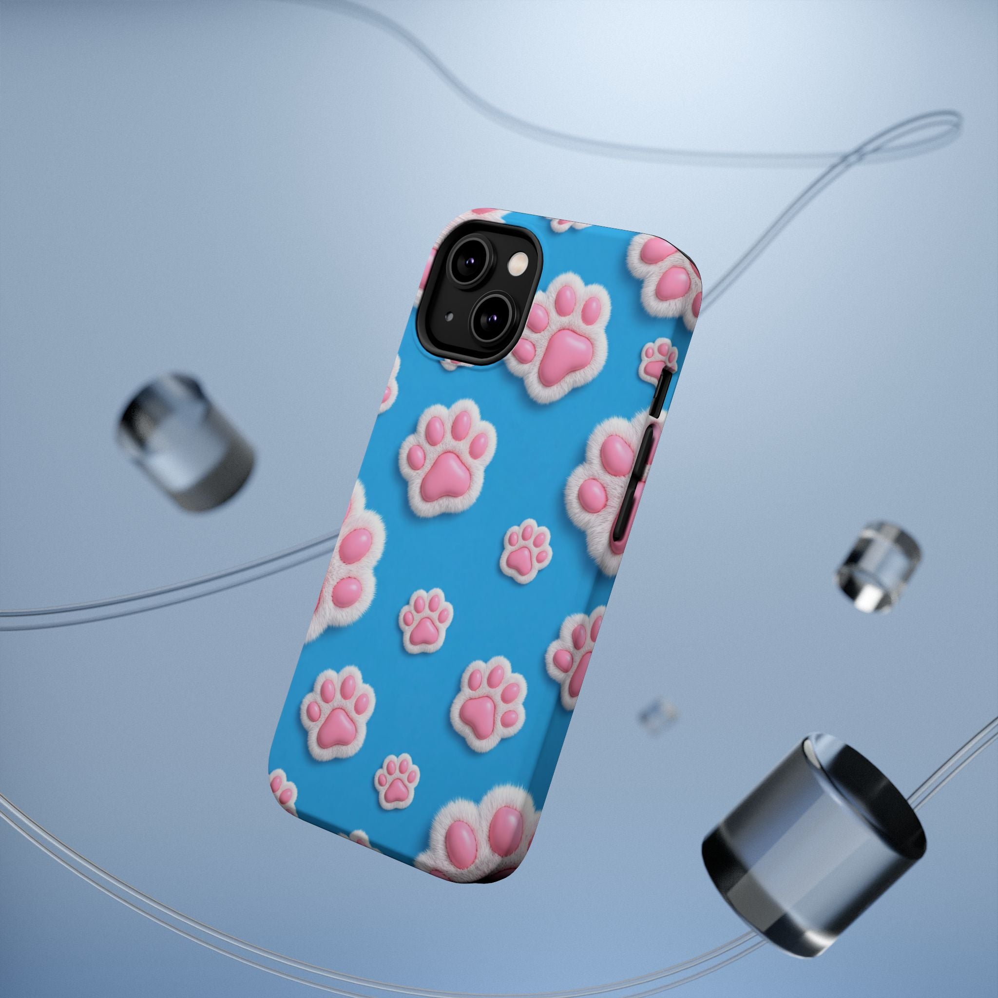 Fluffy Paw Print Phone Case | Cute 3D Pink Paw Pattern Case for Dog & Cat Lovers | iPhone & Samsung