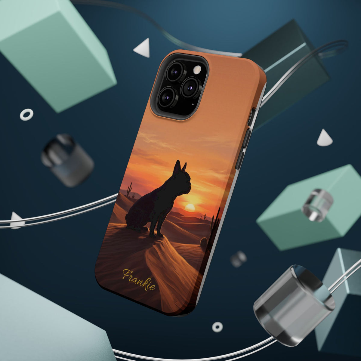 Personalized French Bulldog Desert Sunset Phone Case — Wireless Charging Cover