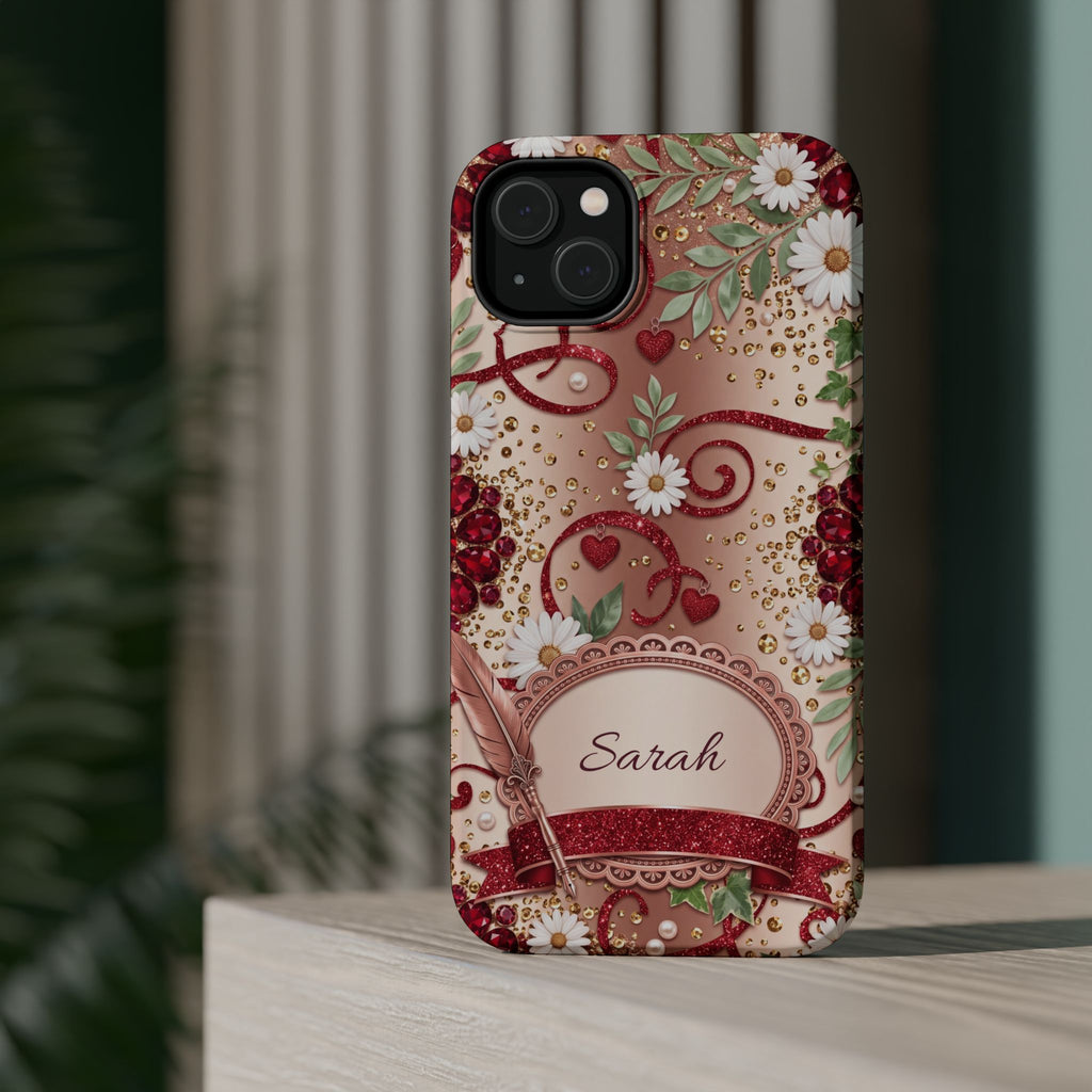 Personalized Vintage Floral Teacher Phone Case — Wireless Charging Cover