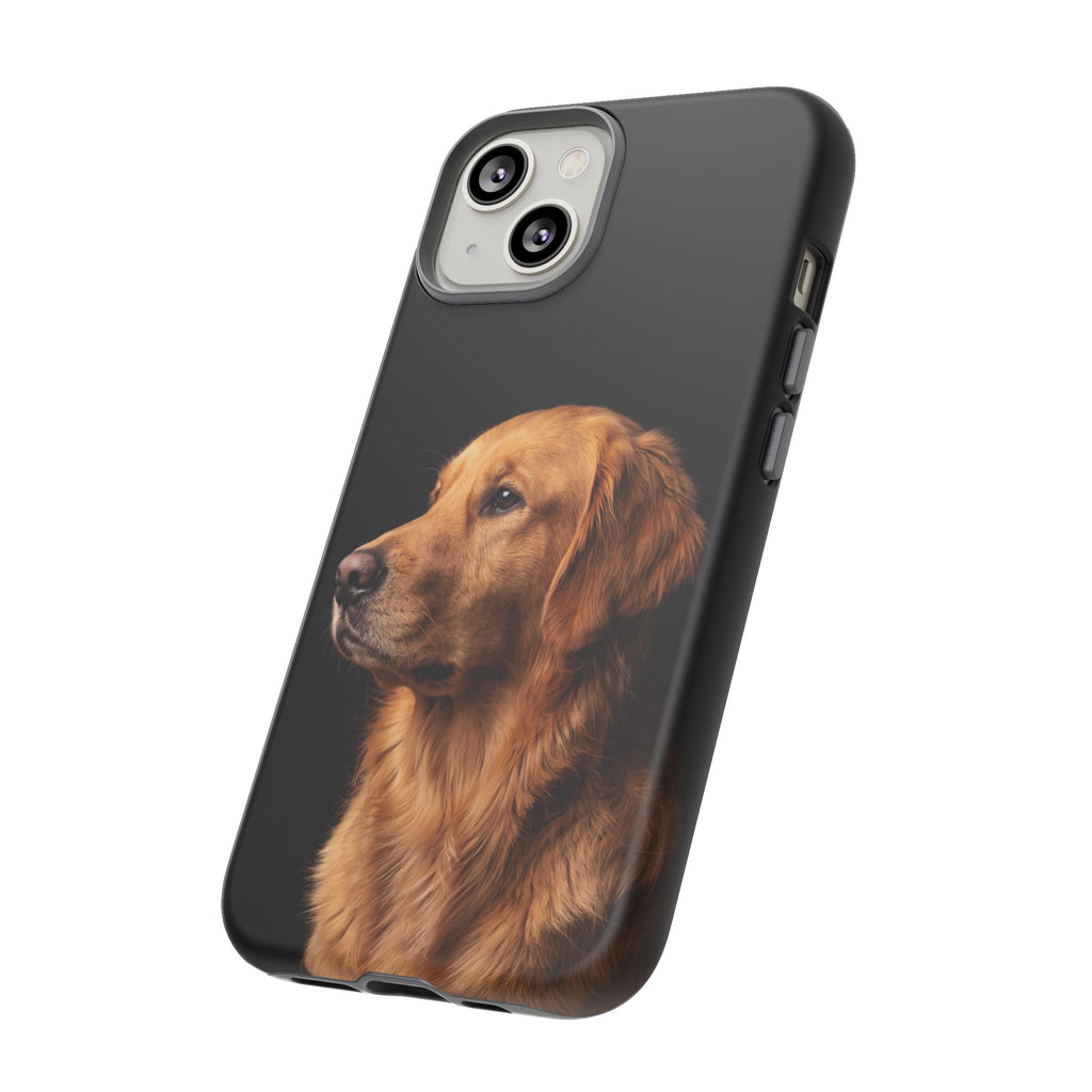 Golden Retriever Portrait Phone Case | Realistic Dog Photo on Black Background | iPhone & Samsung