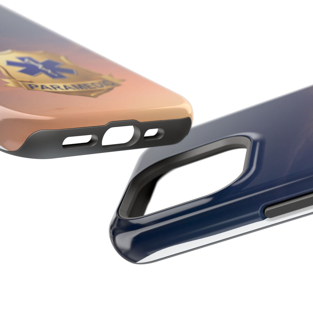 Gold Paramedic Badge Sunset Sky Phone Case — Magnetic Wireless Charging Cover