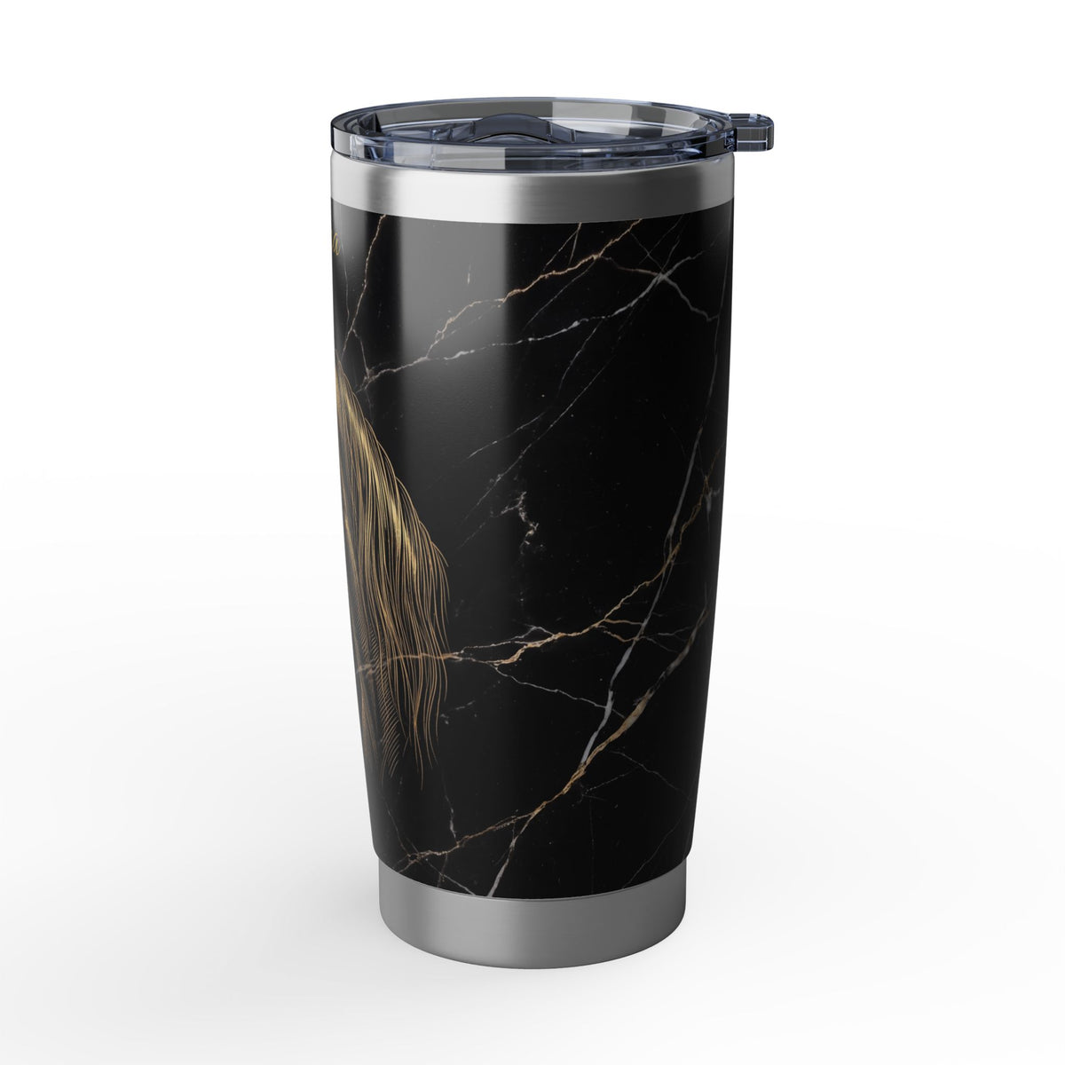 Horse Personalized Tumbler | Gold Engraved Marble Art — 20 oz Stainless Travel Mug