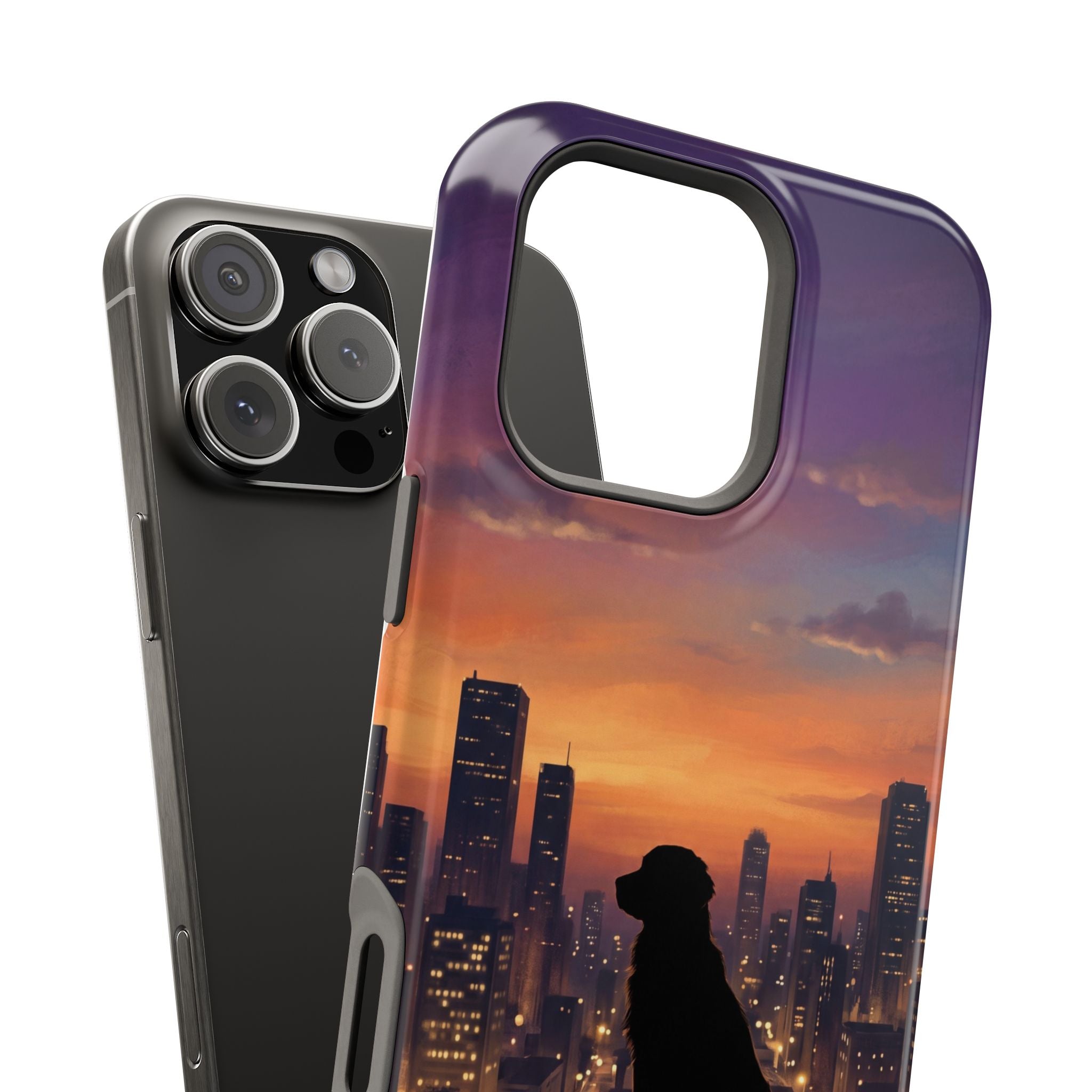 Personalized Golden Retriever City Skyline Phone Case — Wireless Charging Cover