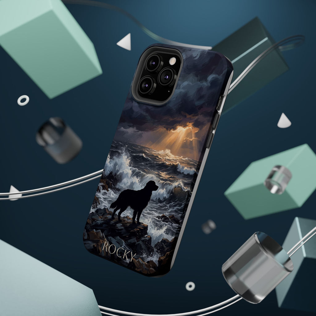 Personalized Golden Retriever Stormy Sea Phone Case — Wireless Charging Cover