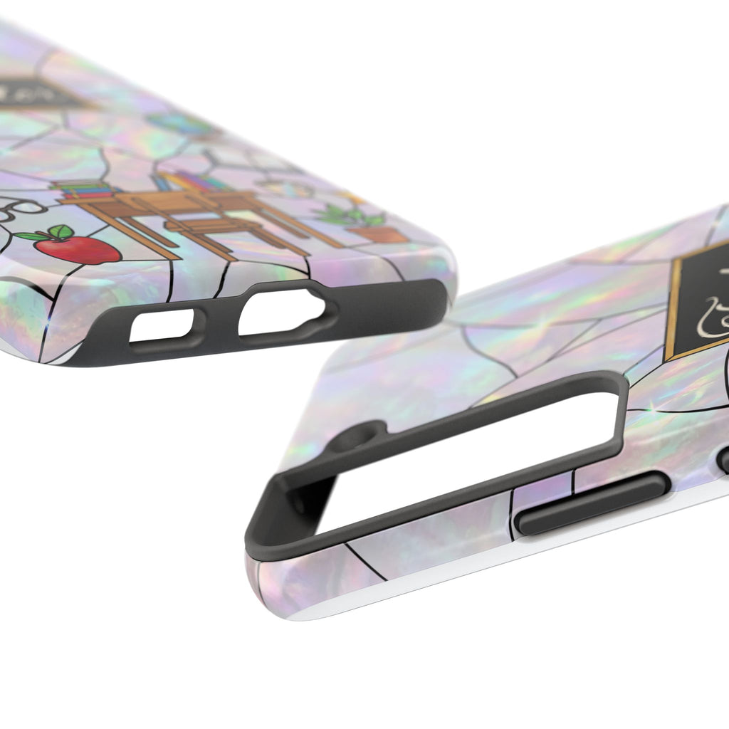 Personalized Teacher Phone Case — Custom Name Stained Glass Classroom Design