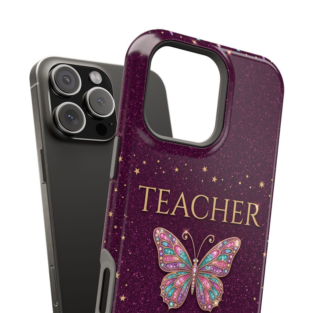 Teacher Life Glitter Butterfly Phone Case — Wireless Charging Cover