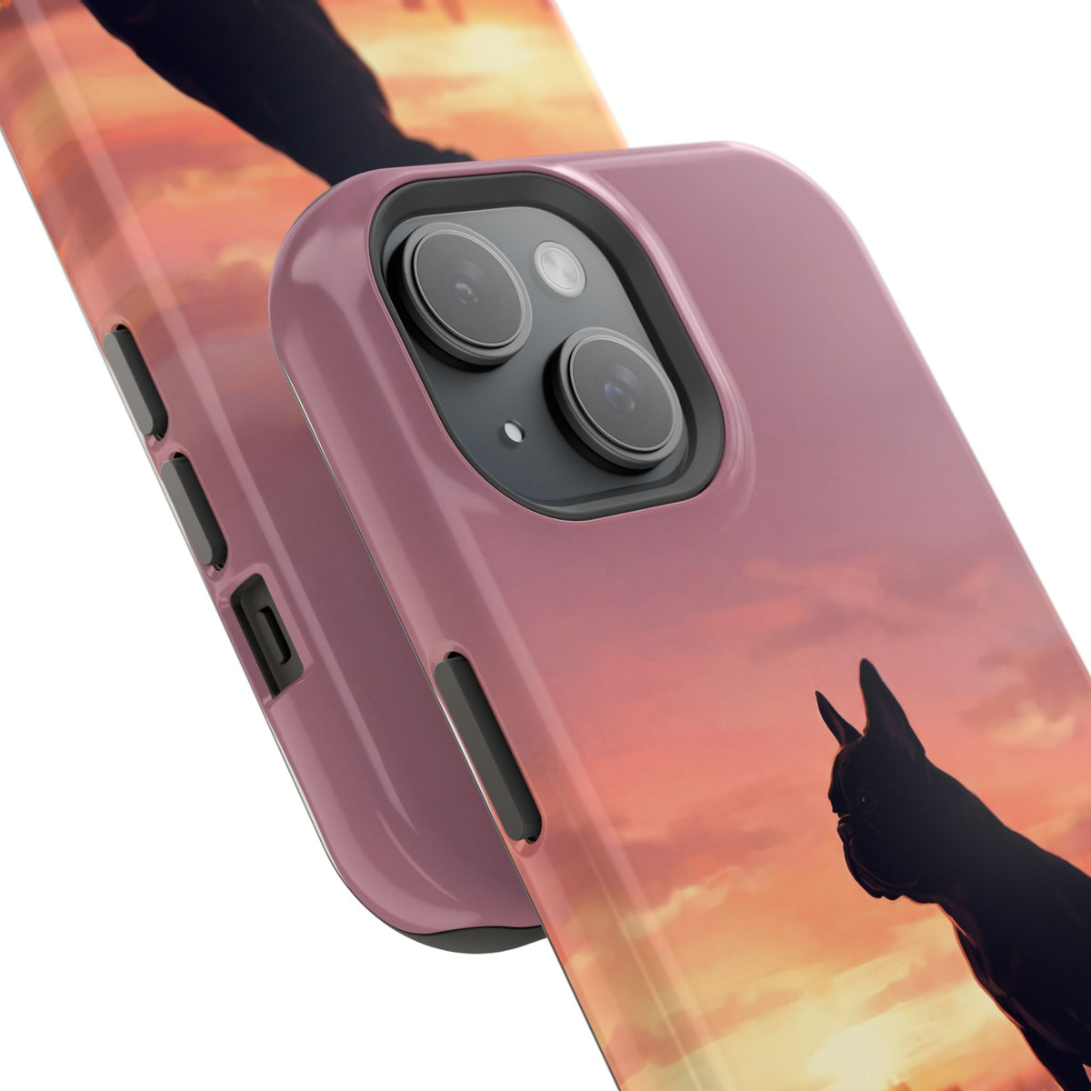 Personalized French Bulldog City Skyline Sunset Phone Case — Wireless Charging Cover