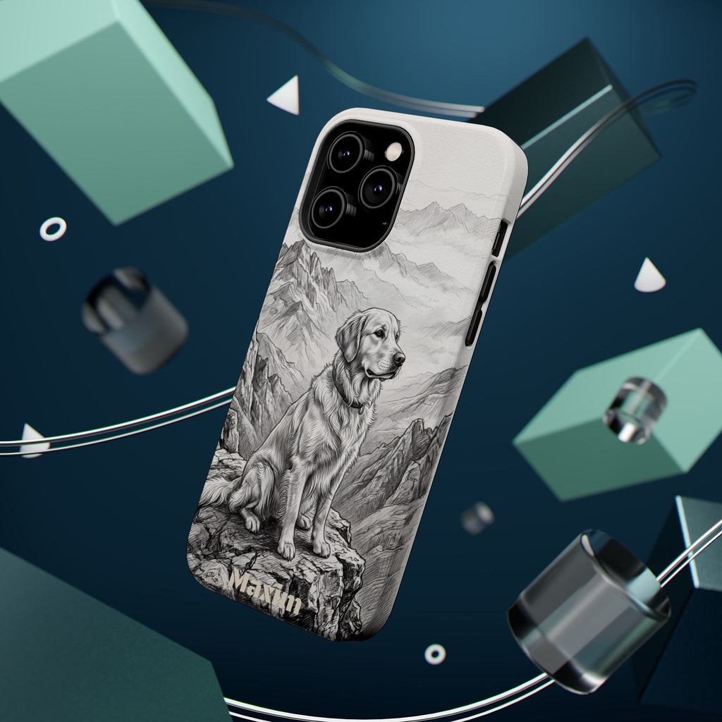 Personalized Golden Retriever Mountain Peak Phone Case — Wireless Charging Cover