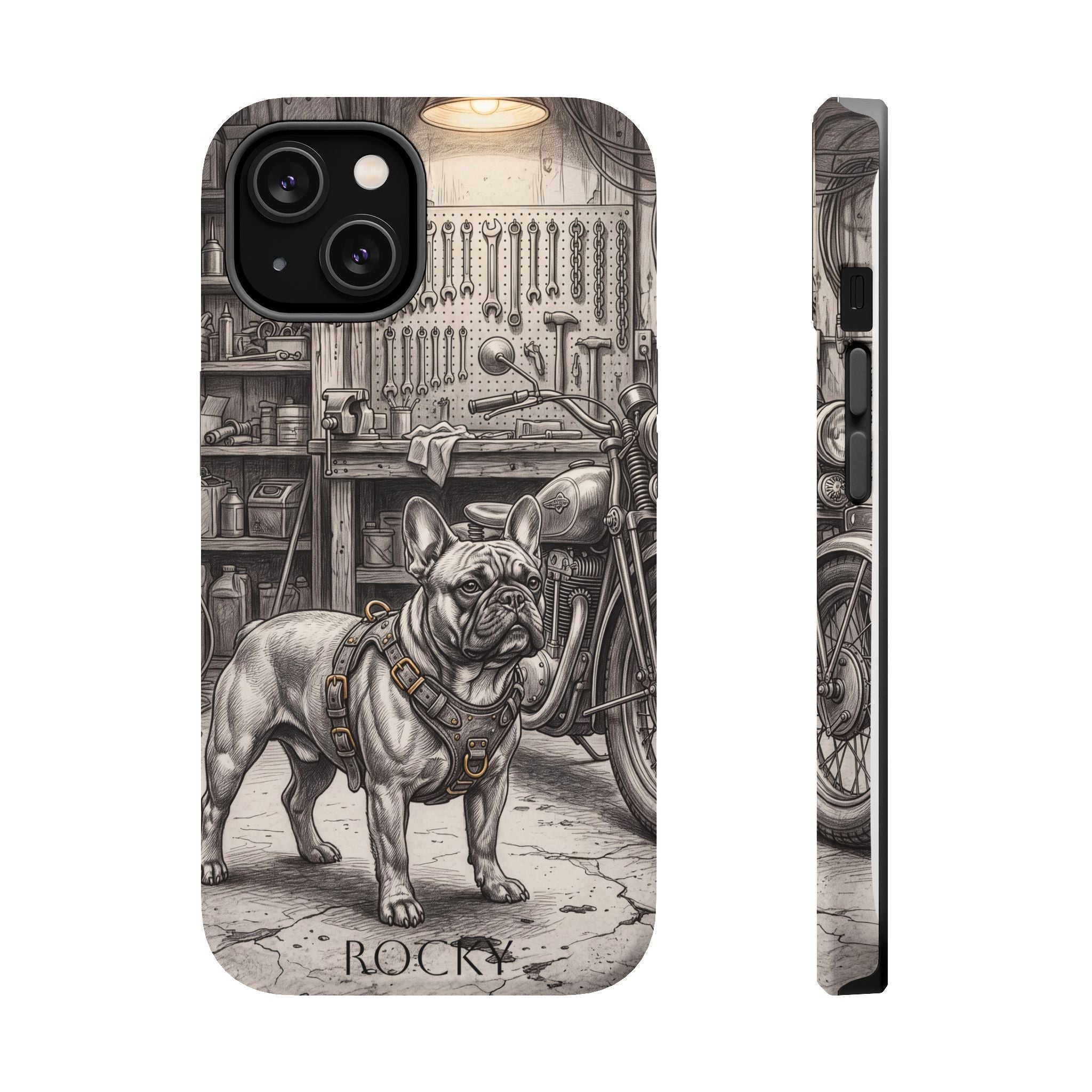 Personalized French Bulldog Vintage Street Phone Case — Wireless Charging Cover