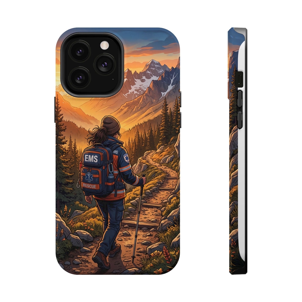 Paramedic/EMT Mountain Phone Case — Magnetic Wireless Charging Cover