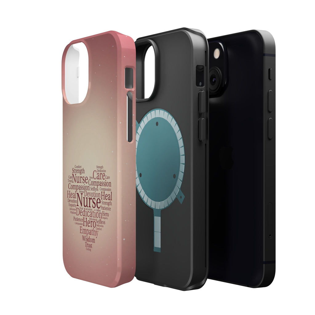Nurse Heart Word Art Phone Case — Impact-Resistant Wireless Charging Cover