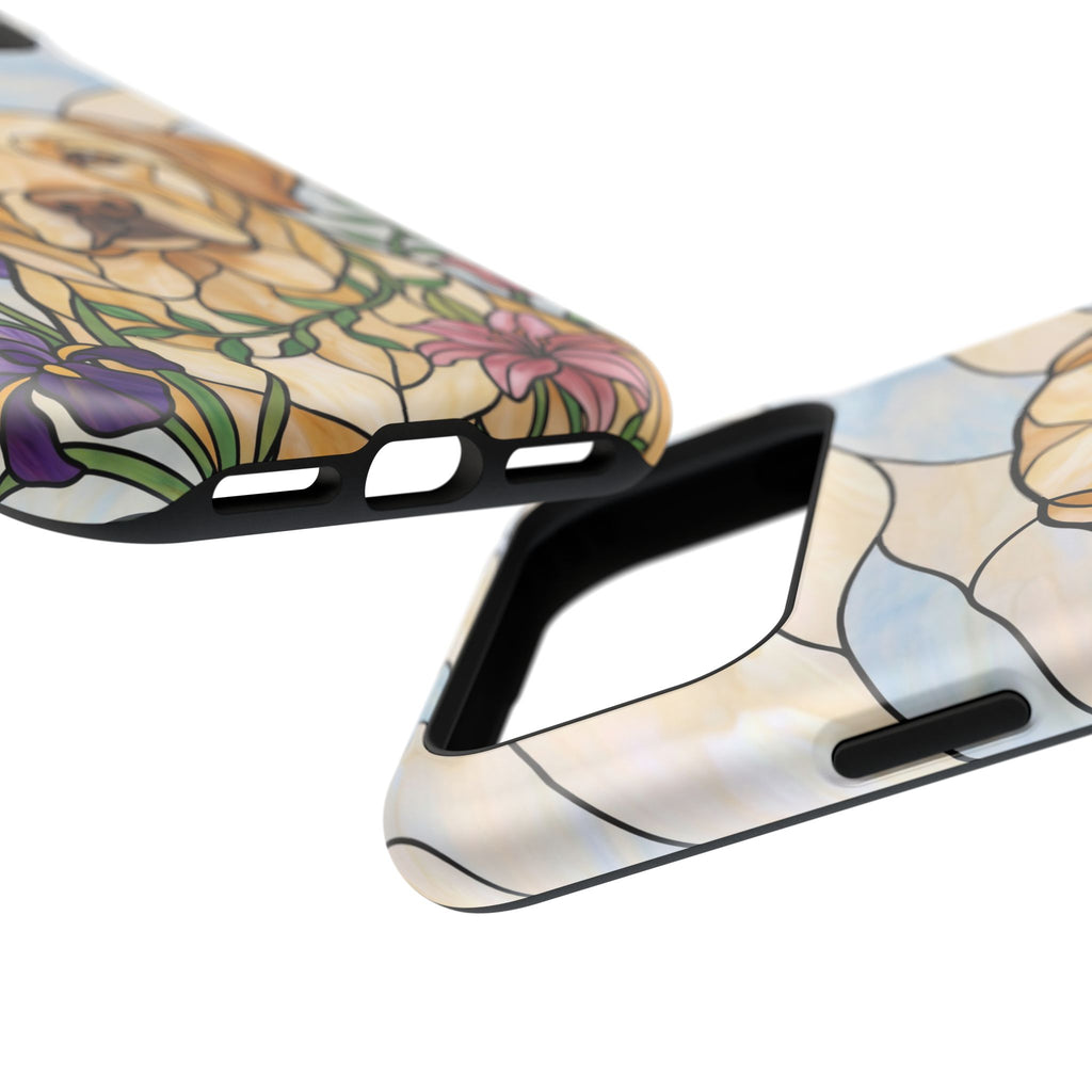 Floral Stained Glass Labrador Phone Case — Tough Magnetic Case with Wireless Charging