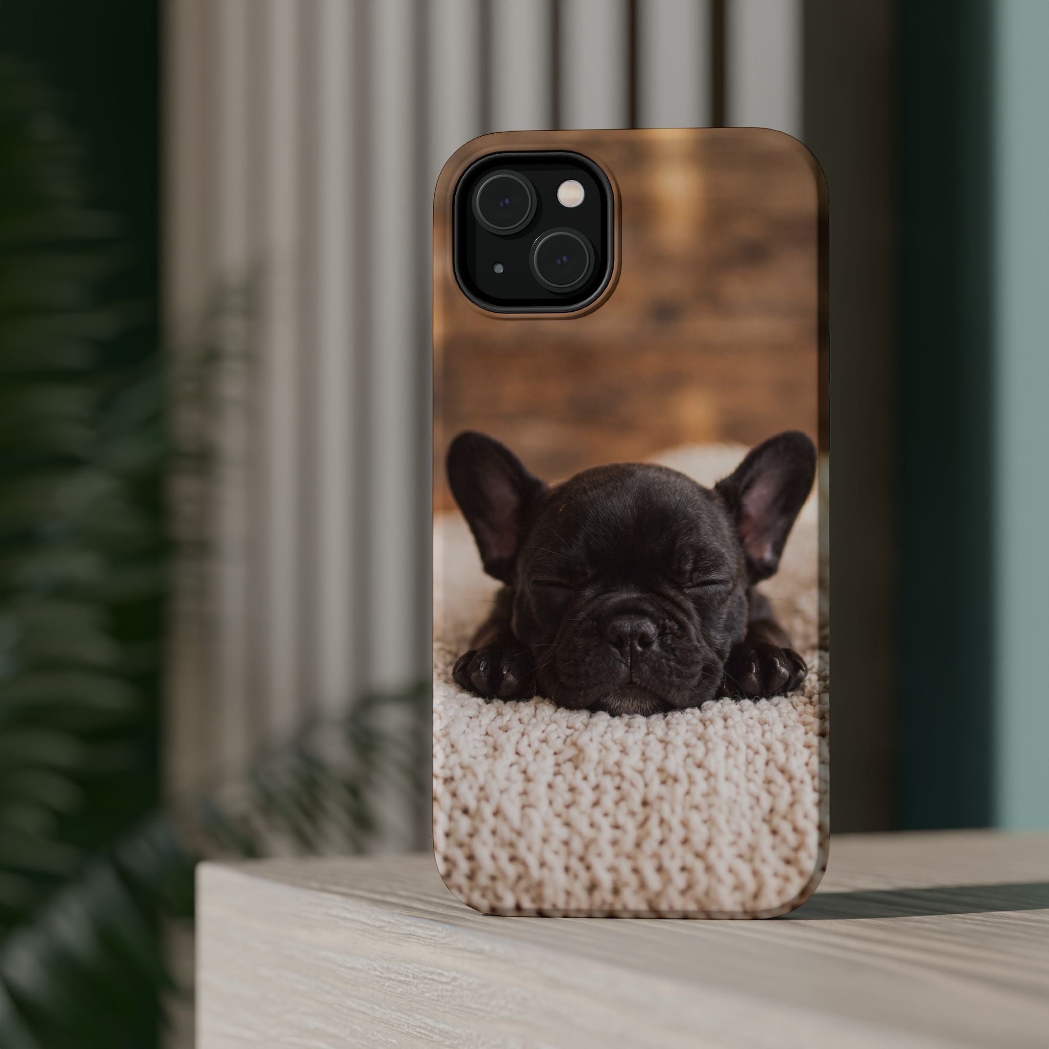 Sleepy French Bulldog Phone Case — Impact-Resistant Wireless Charging Cover