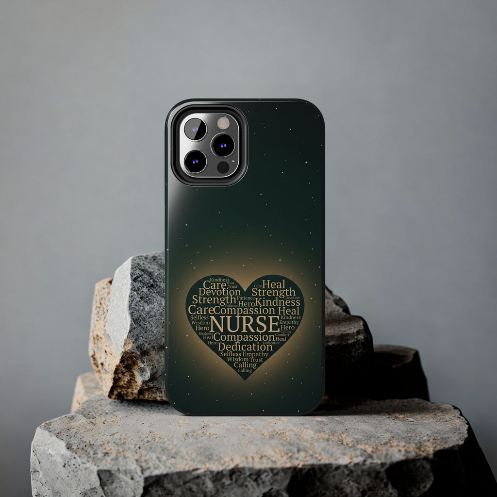 Nurse Heart Tough Phone Case — Inspirational Word Cloud Tribute - iphone and Samsung Galaxy series