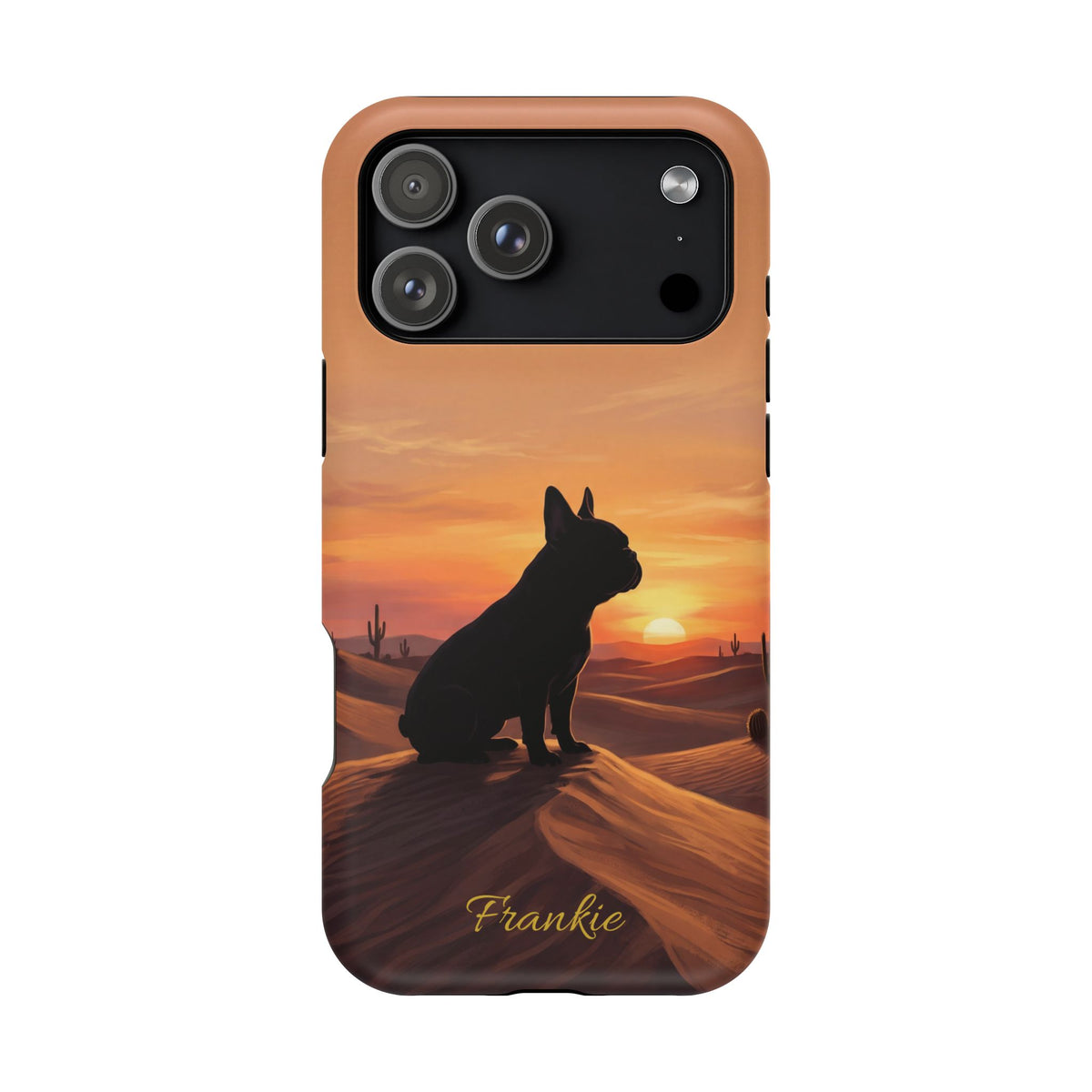 Personalized French Bulldog Desert Sunset Phone Case — Wireless Charging Cover