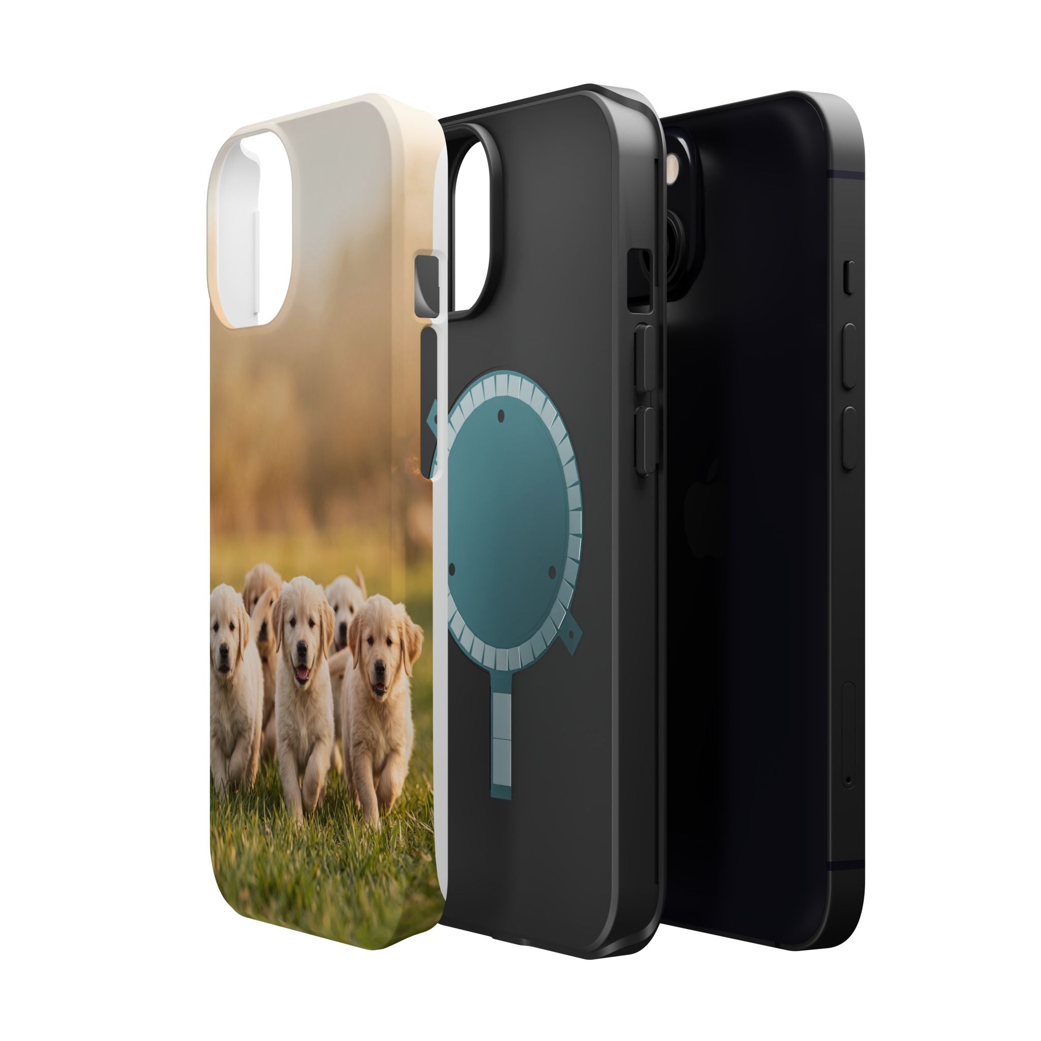 Golden Retriever Puppies Phone Case — Impact-Resistant Wireless Charging Cover