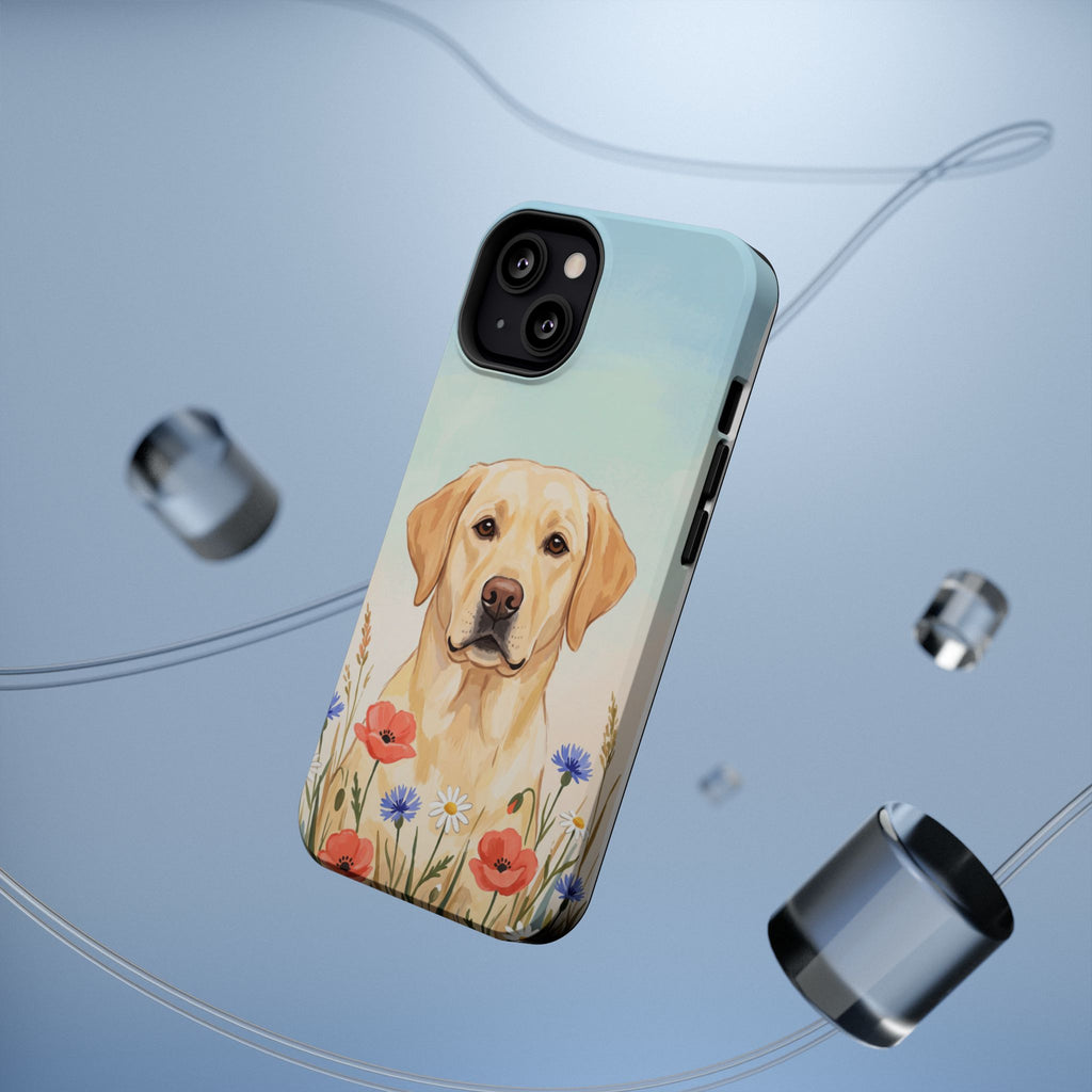 Labrador Wildflower Painting Phone Case — Tough Magnetic Case with Wireless Charging