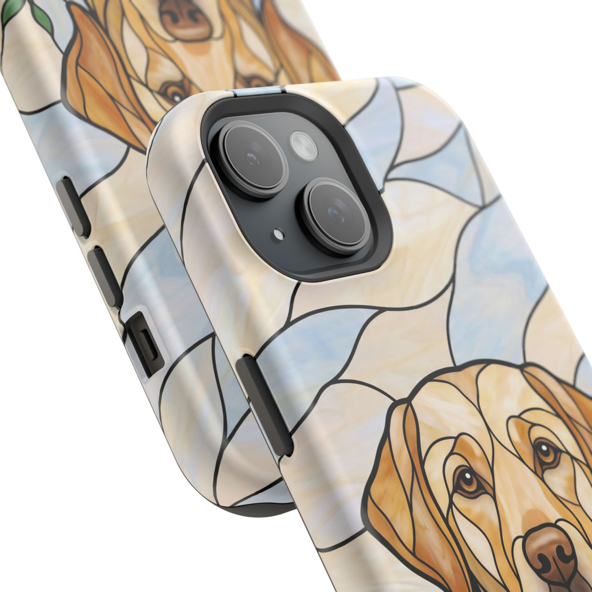 Floral Stained Glass Labrador Phone Case — Tough Magnetic Case with Wireless Charging