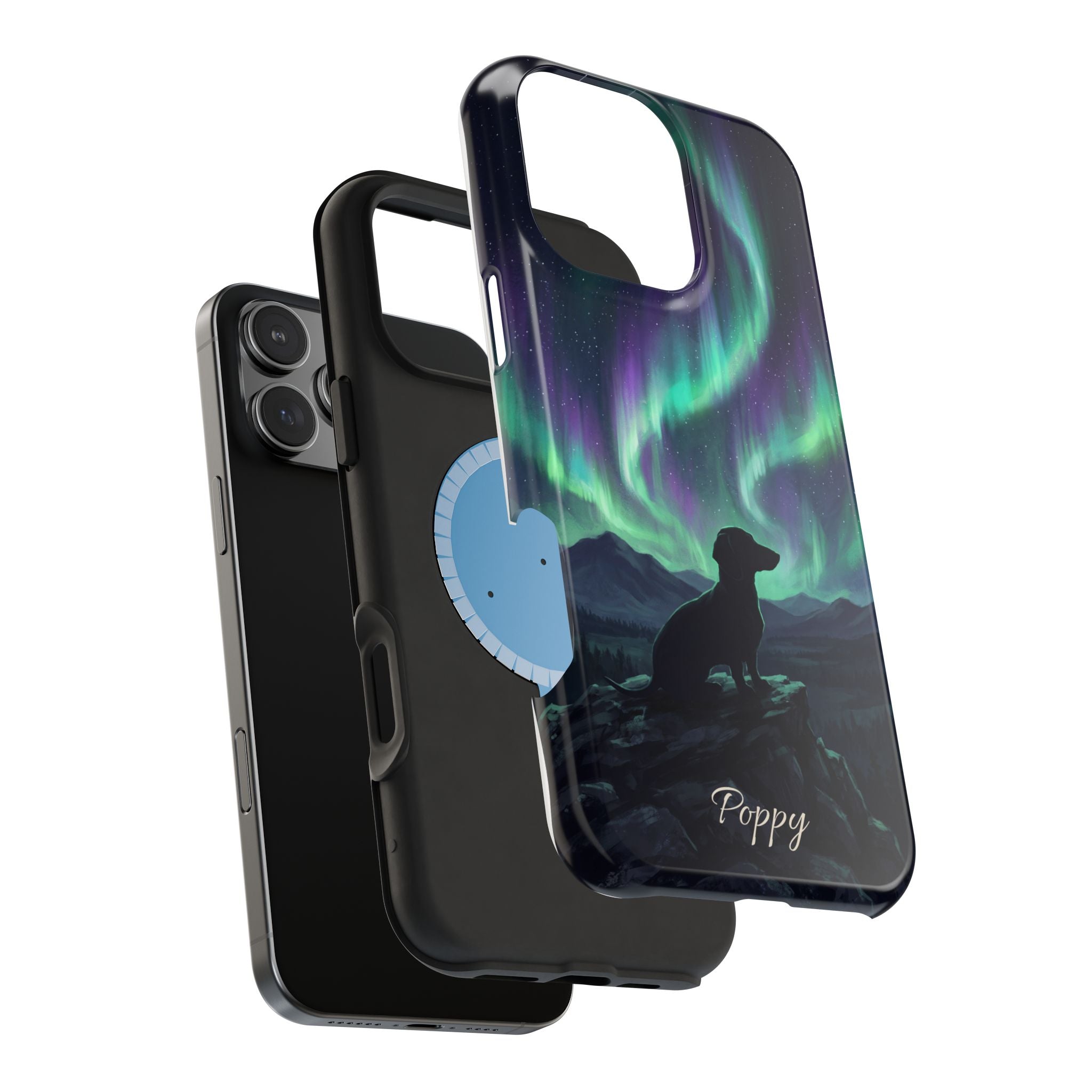 Personalized Dachshund Northern Lights Phone Case — Wireless Charging Cover