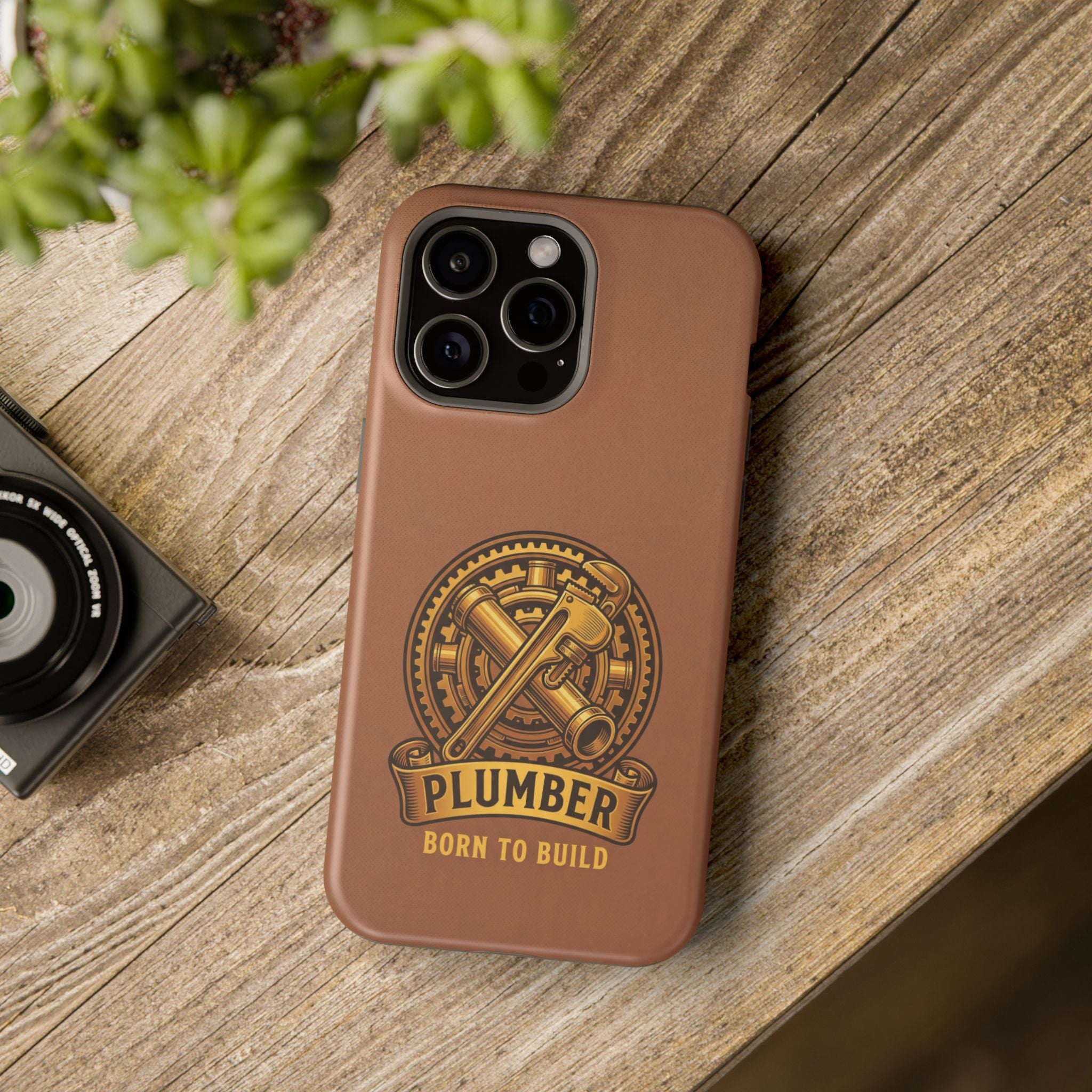 Plumber Born to Build Phone Case — Badge Wireless Charging Cover