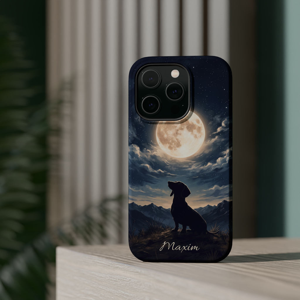 Personalized Dachshund Moonlight Phone Case — Wireless Charging Cover