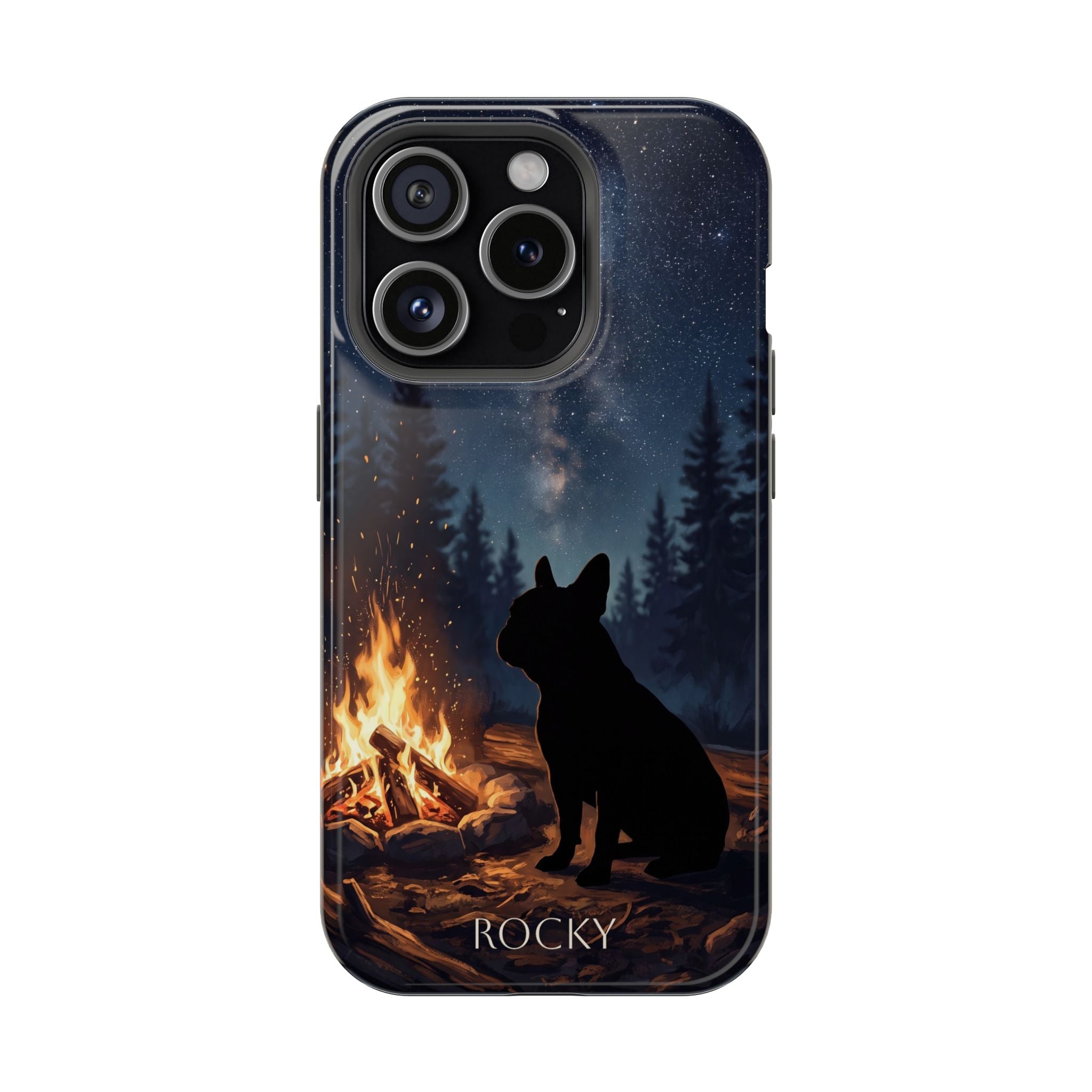 Personalized French Bulldog Campfire Phone Case — Wireless Charging Cover