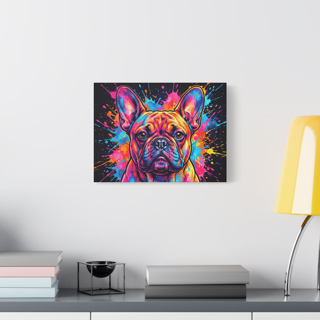 French Bulldog Canvas Print | Vibrant Pop Art Frenchie Wall Art | Colorful Dog Lover Home Decor