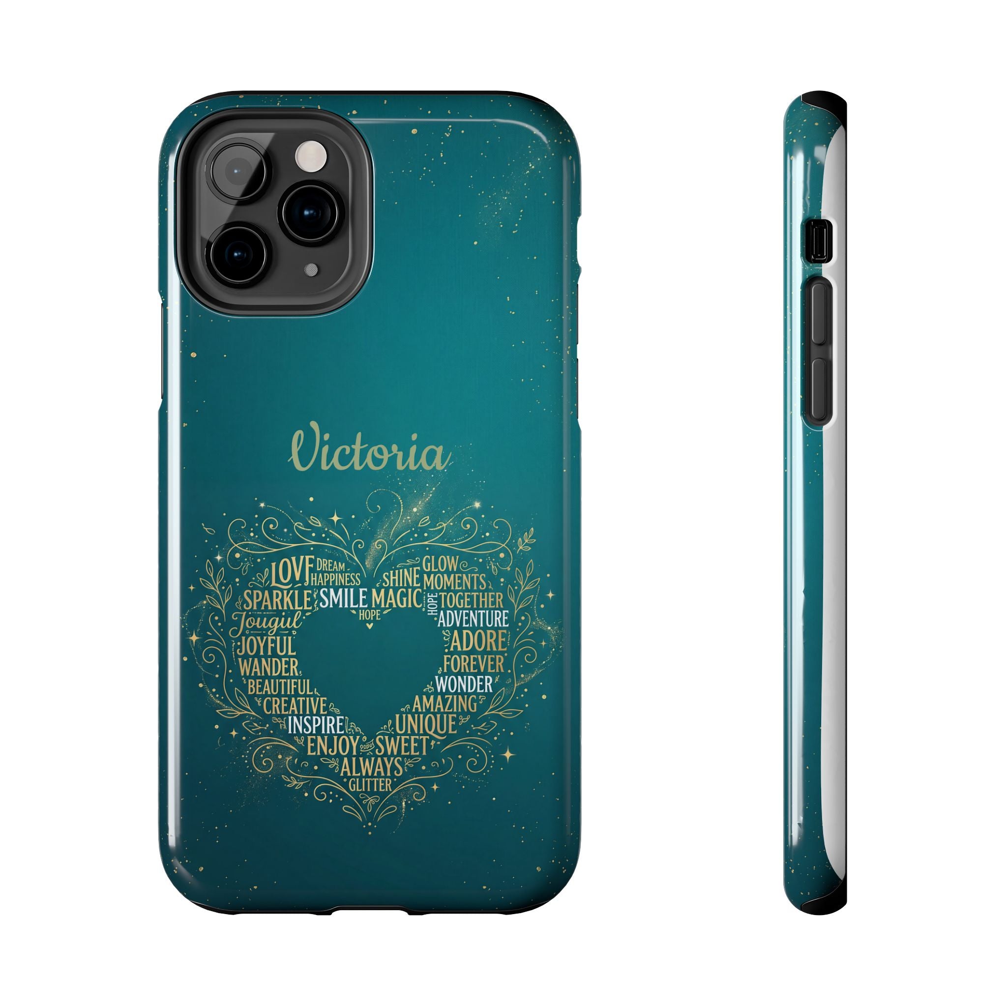 Personalized Teacher Phone Case — Custom Name Heart Word Art Design