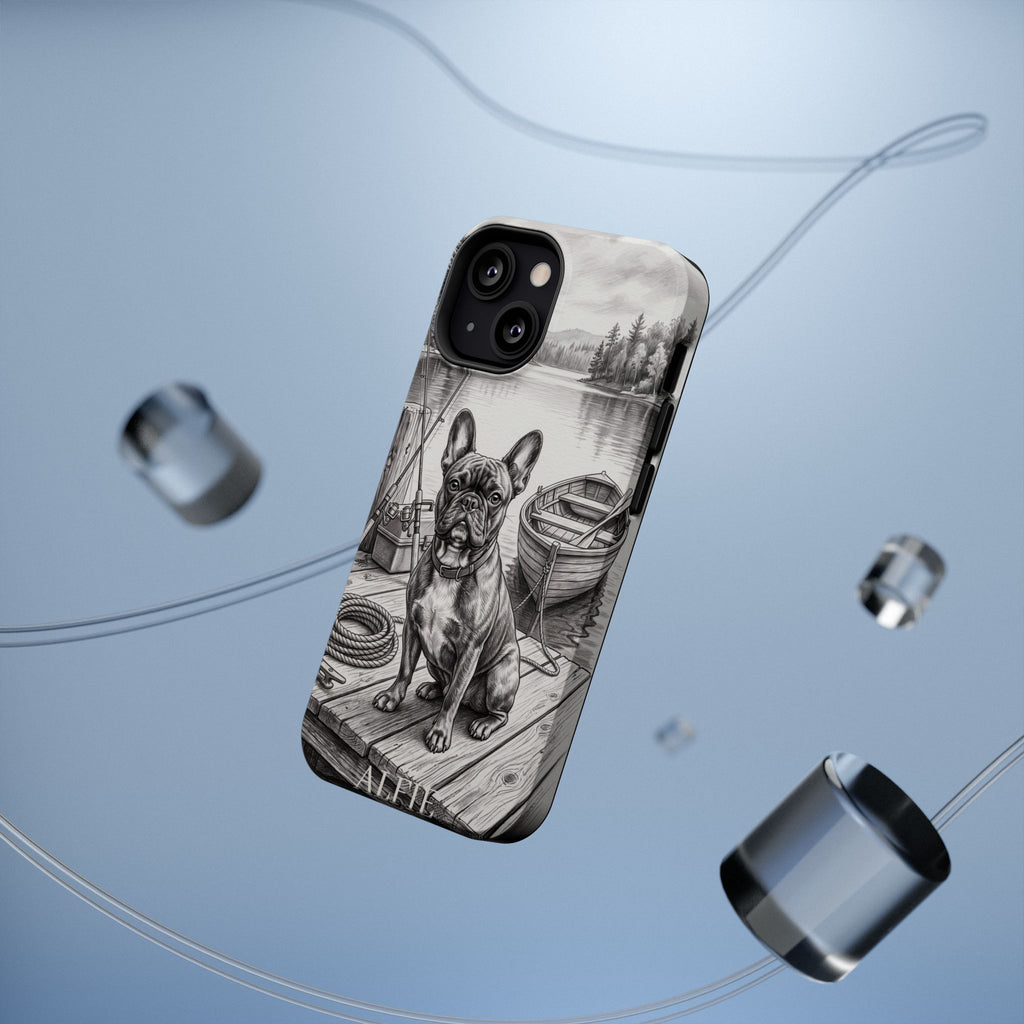 Personalized French Bulldog Lakeside Dock Phone Case — Wireless Charging Cover
