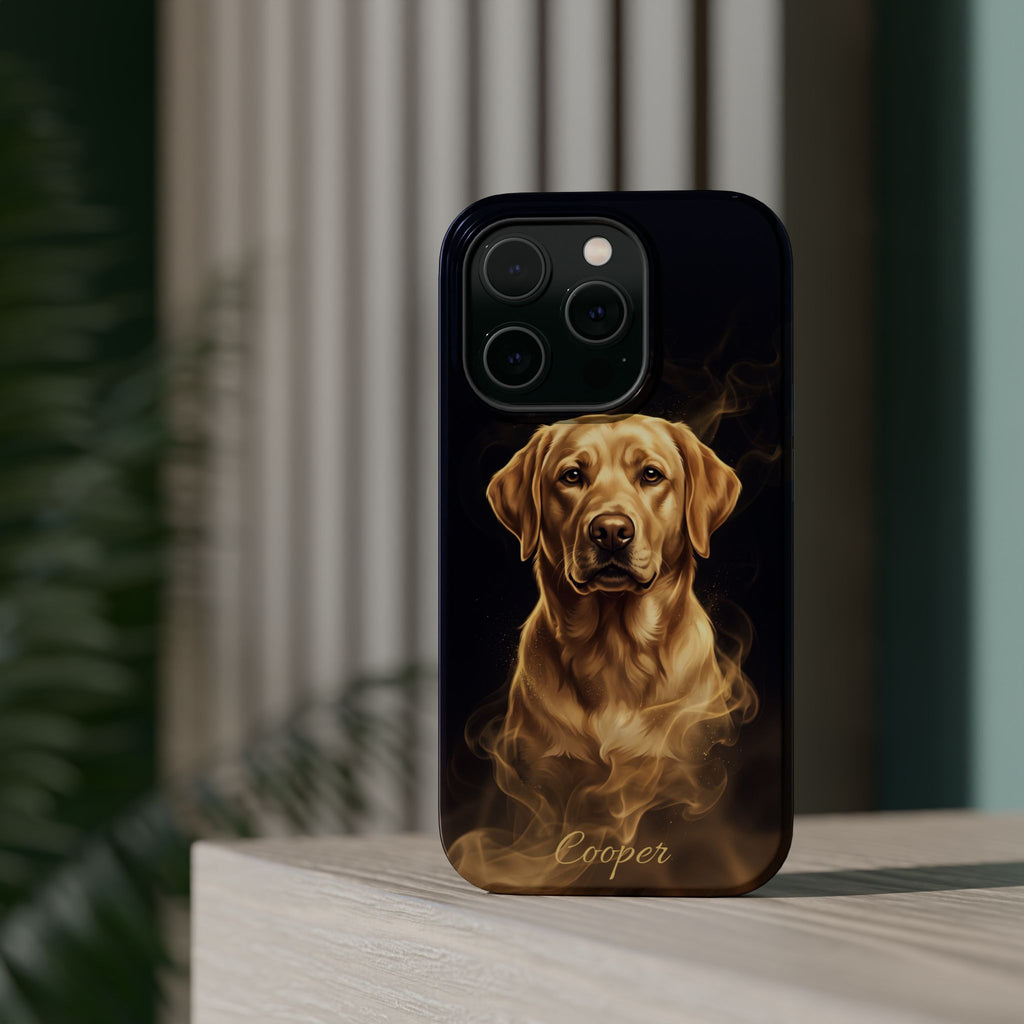Personalized Gold Smoke Labrador Phone Case — Tough Magnetic Case with Wireless Charging