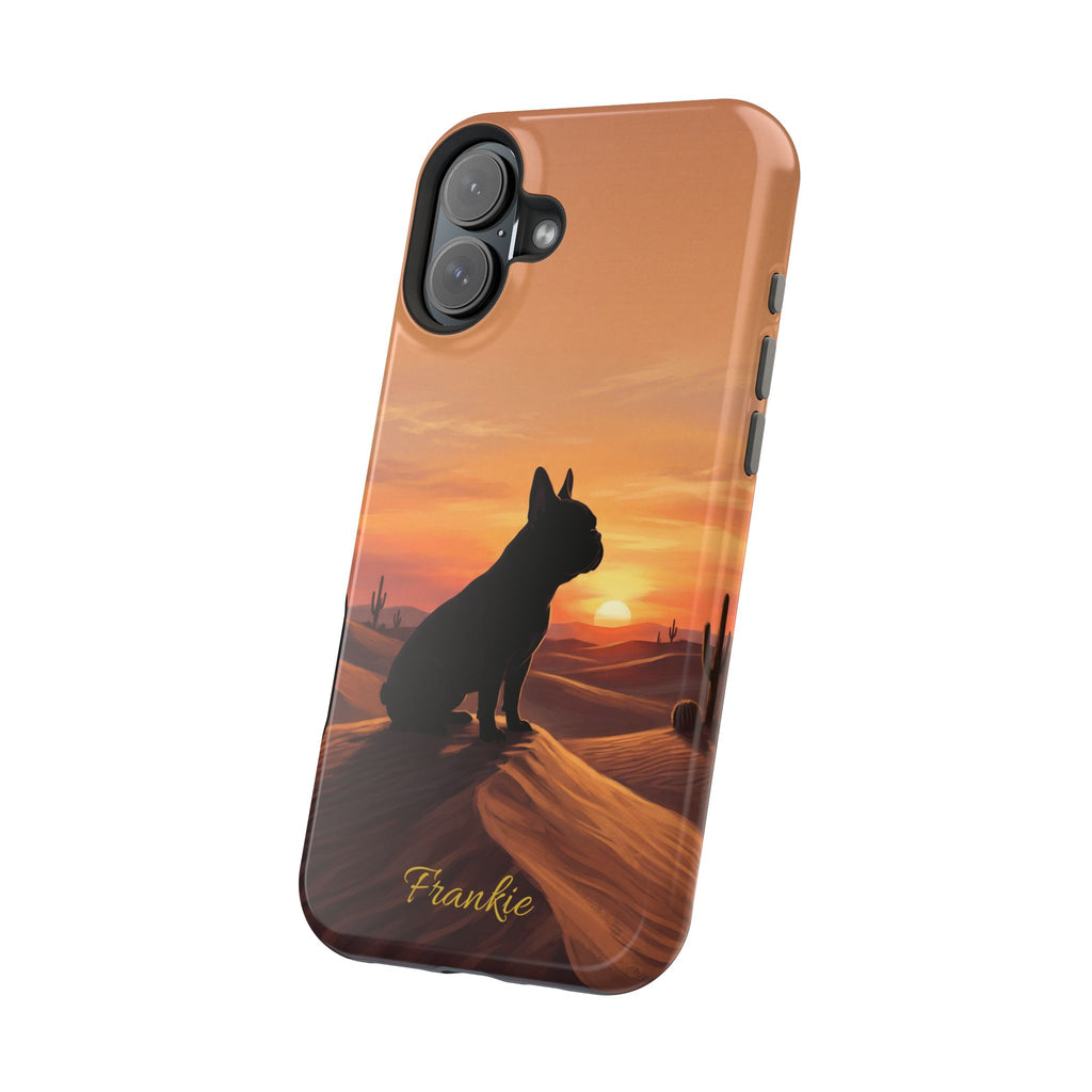 Personalized French Bulldog Desert Sunset Phone Case — Wireless Charging Cover