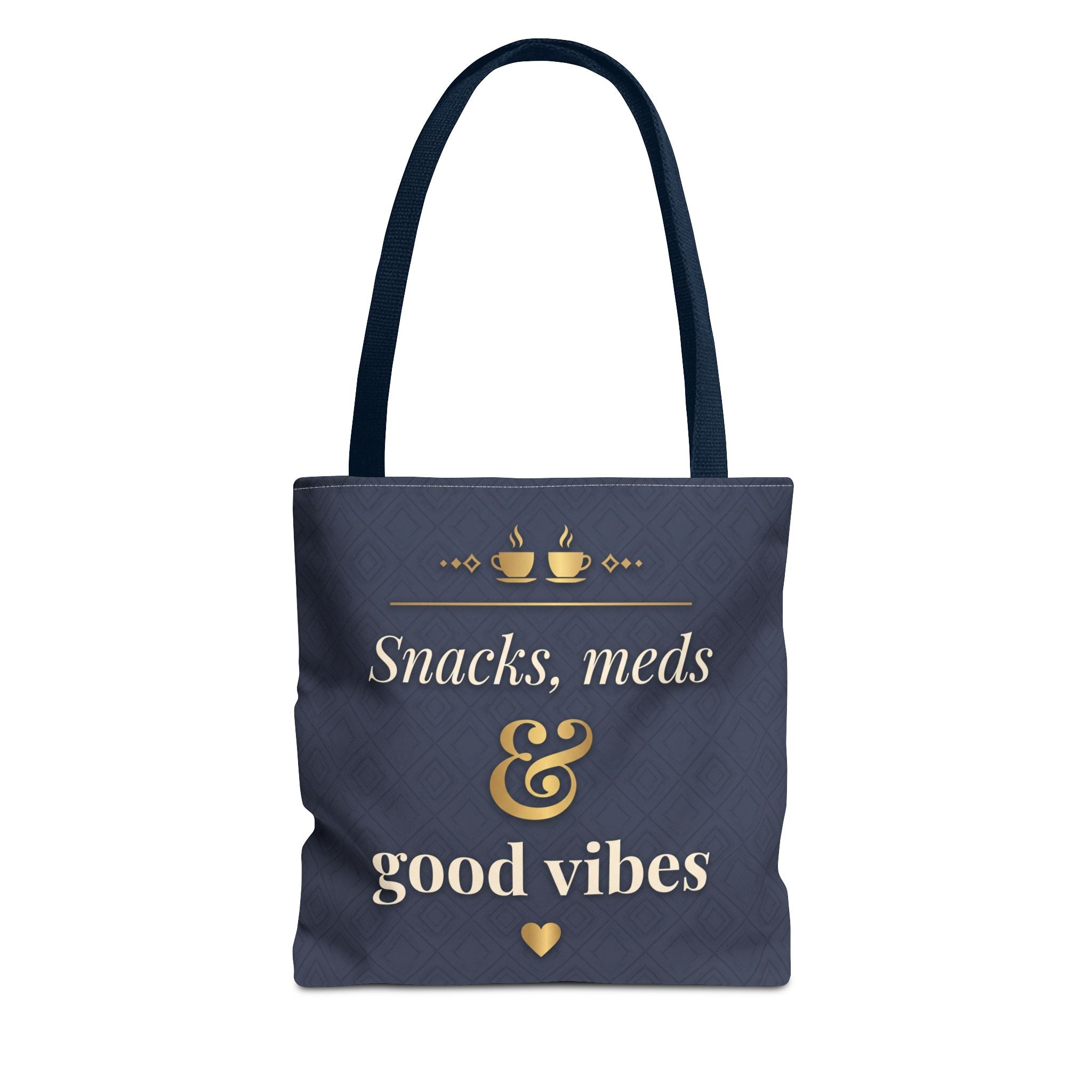 Snacks Meds & Good Vibes Tote | Funny Nurse Gift Tote Bag | Healthcare Worker Humour Gift | Premium Polyester Carry-All