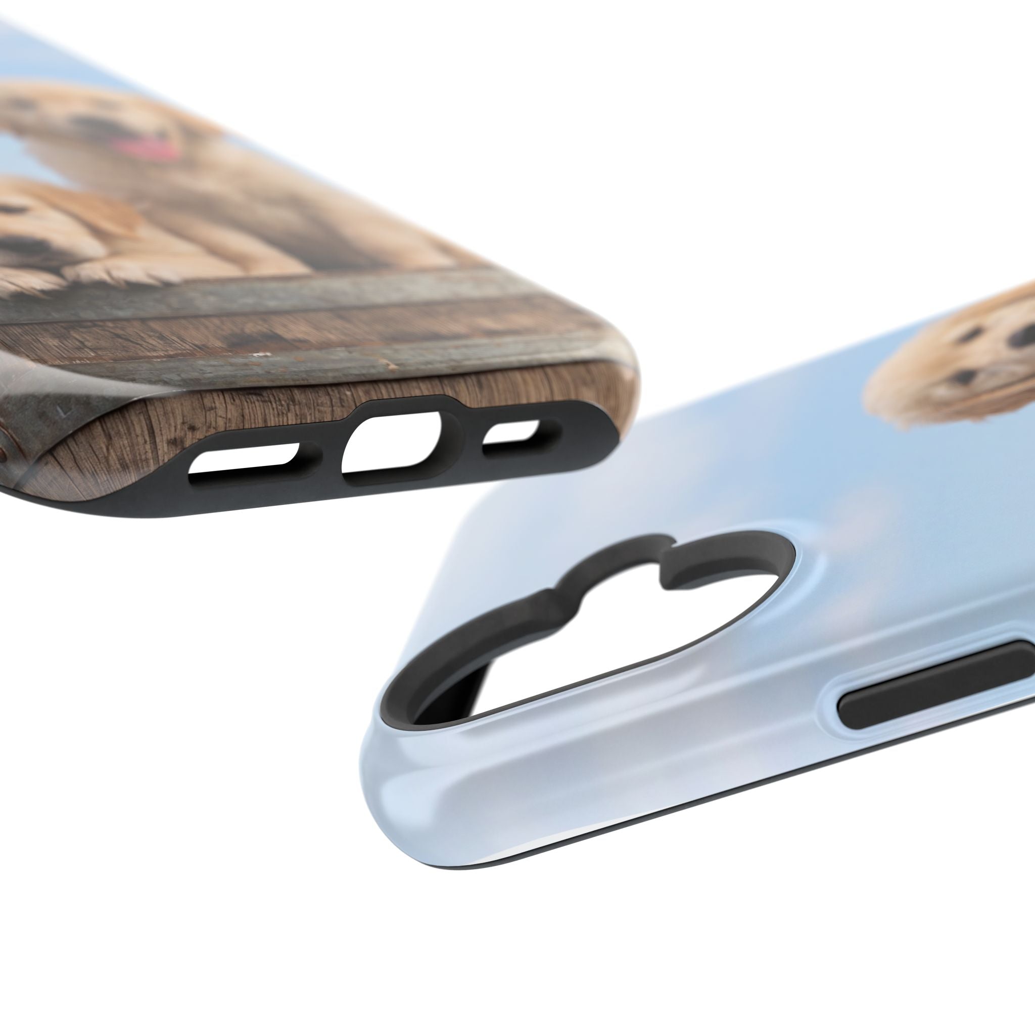 Golden Retriever Puppy Duo Phone Case — Impact-Resistant Wireless Charging Cover